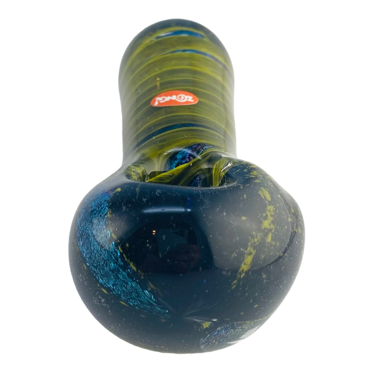 ZONG Glass - Black & Yellow With Blue Dichro Twist - Glass Hand Pipe