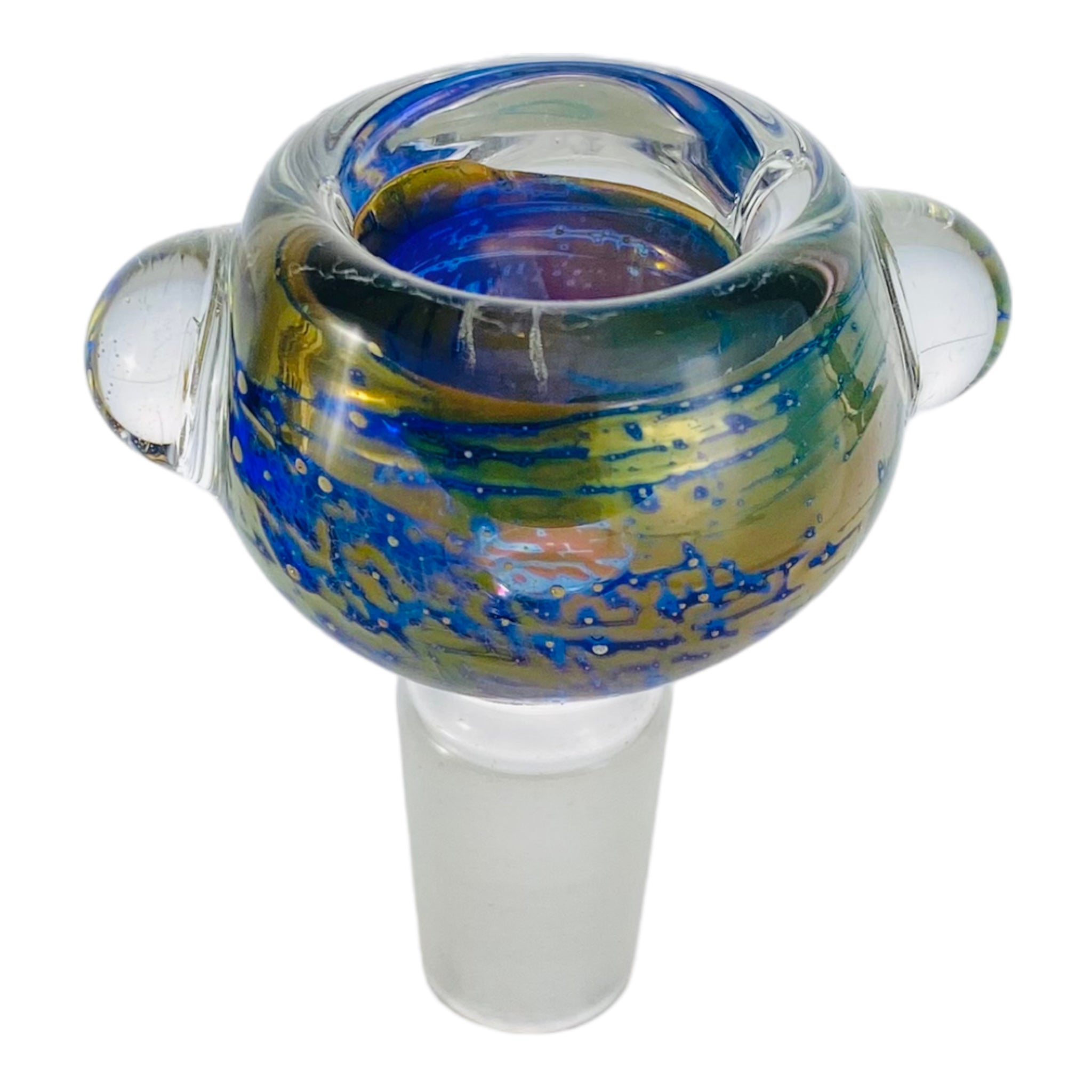 18mm Flower Bowl - Space Fuming Over Blue Glass OG Push Bong Bowl Piece