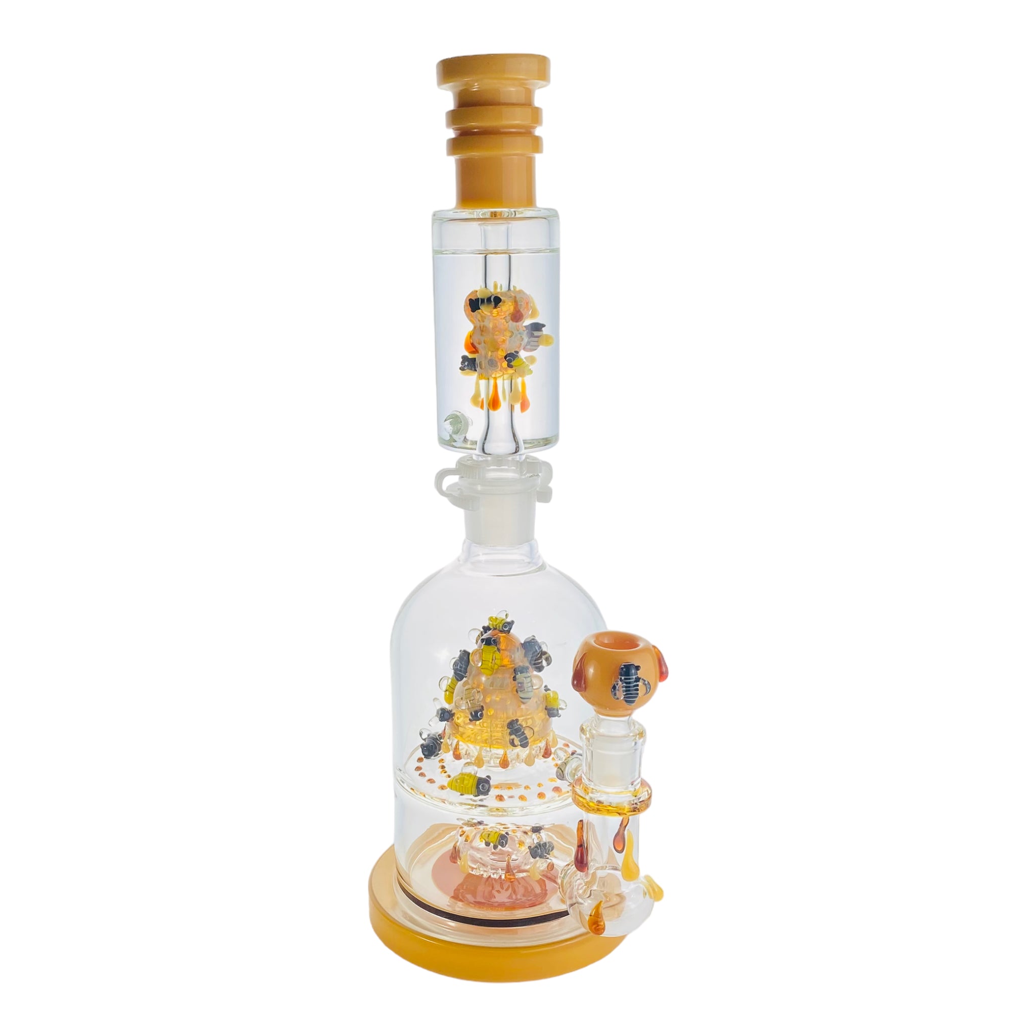 Apollo Glass - Large Honey Oil Drip Beehive Bong With Glycerin Freeze Coil Top