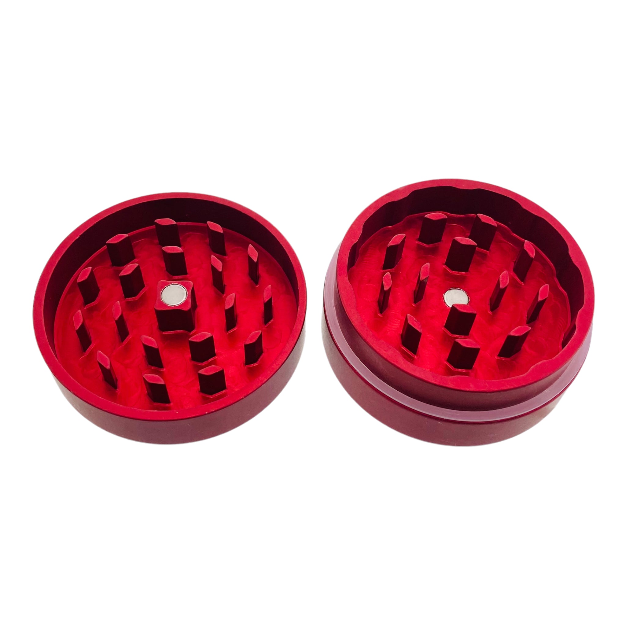 Tahoe Grinders - Red Anodized Aluminum Large Two Piece Herb Grinder With Ying Yang Trees