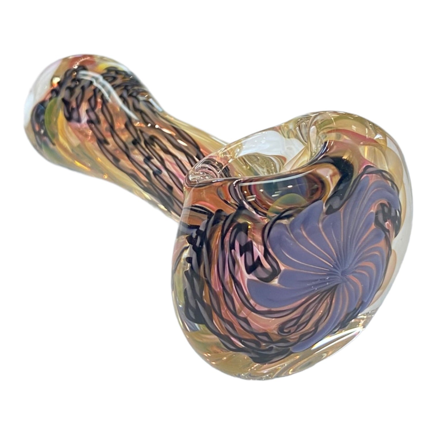 Talent Glass Works - Purple And Black Cane Twist Spoon