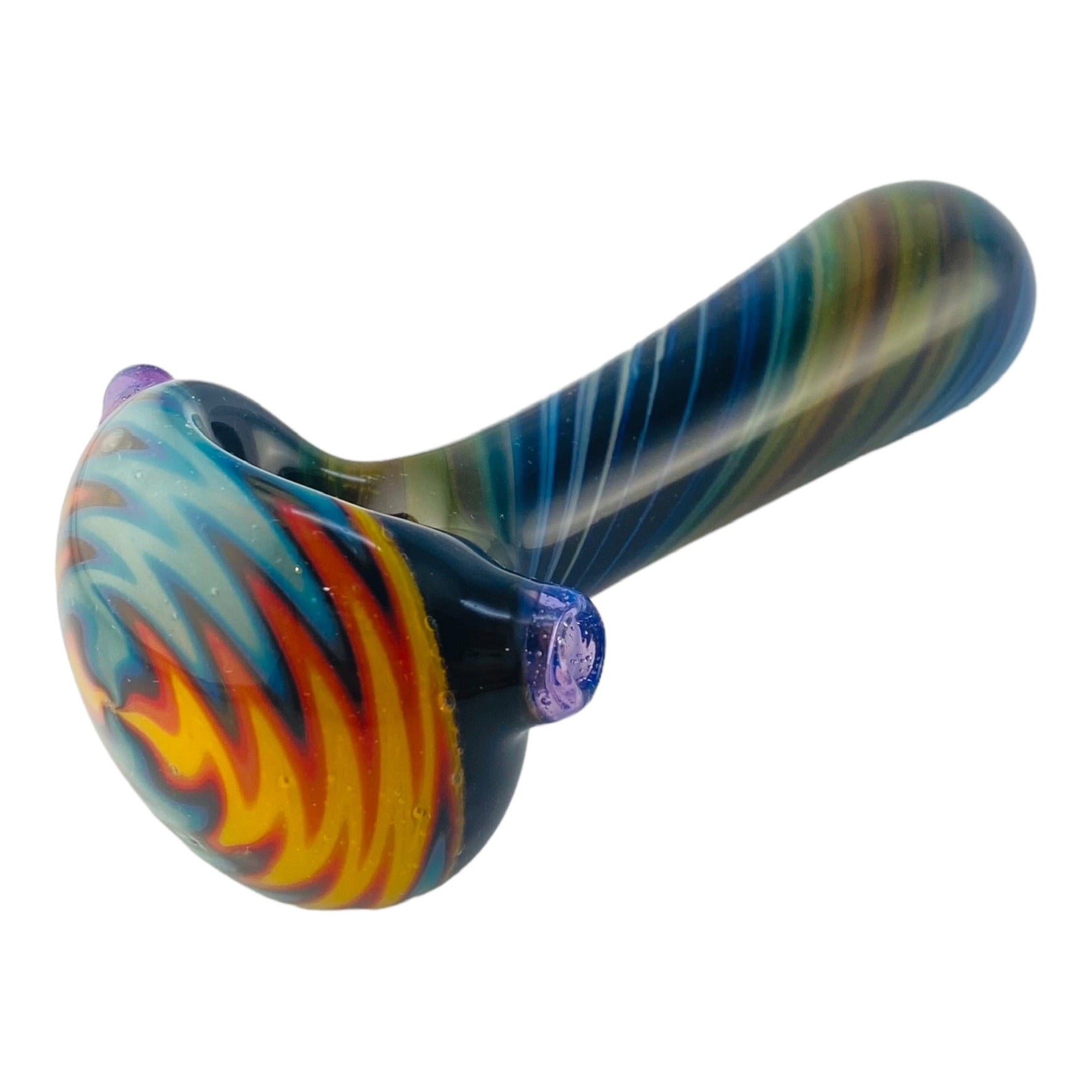 Space Fume With Fire & Ice Wig Wag End - Glass Hand Pipe