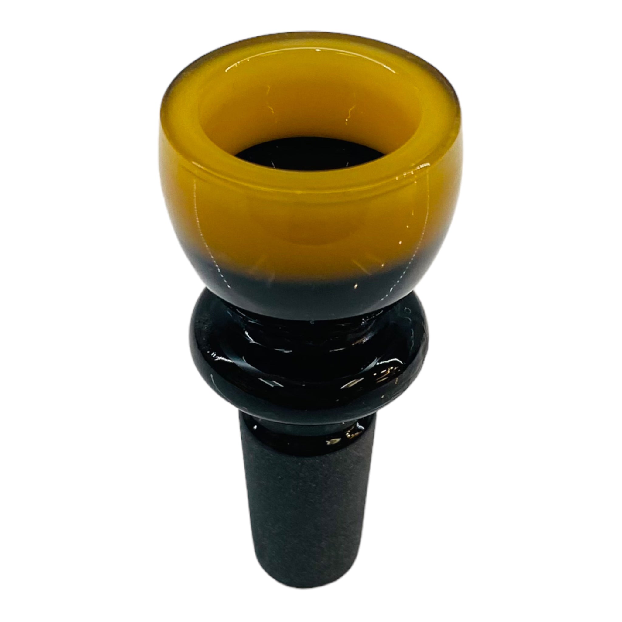 14mm Flower Bowl - Black Fitting With Color Rim - Sunburst Yellow