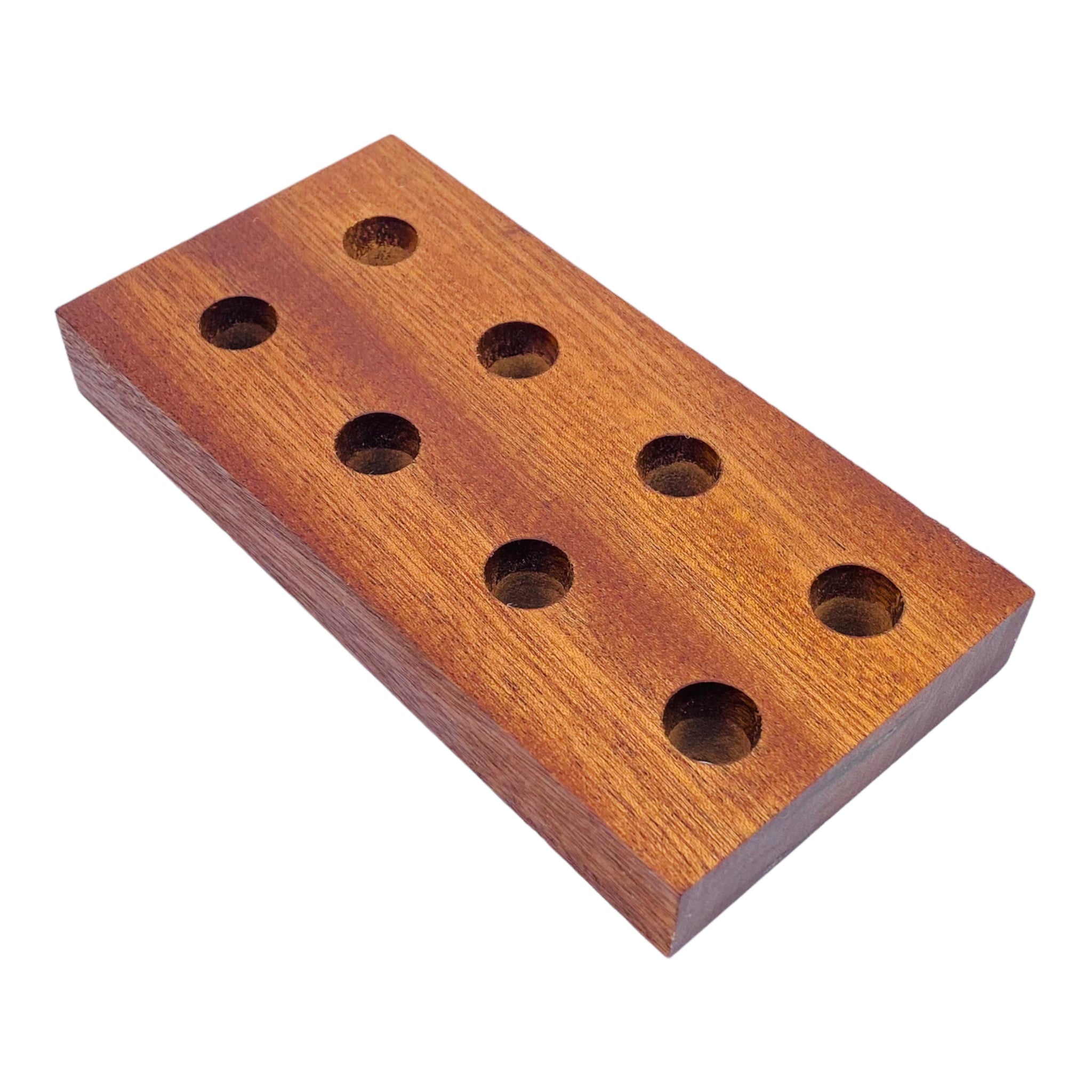 8 Hole Wood Display Stand Holder For 14mm Bong Bowl Pieces Or Quartz Bangers - Mahogany