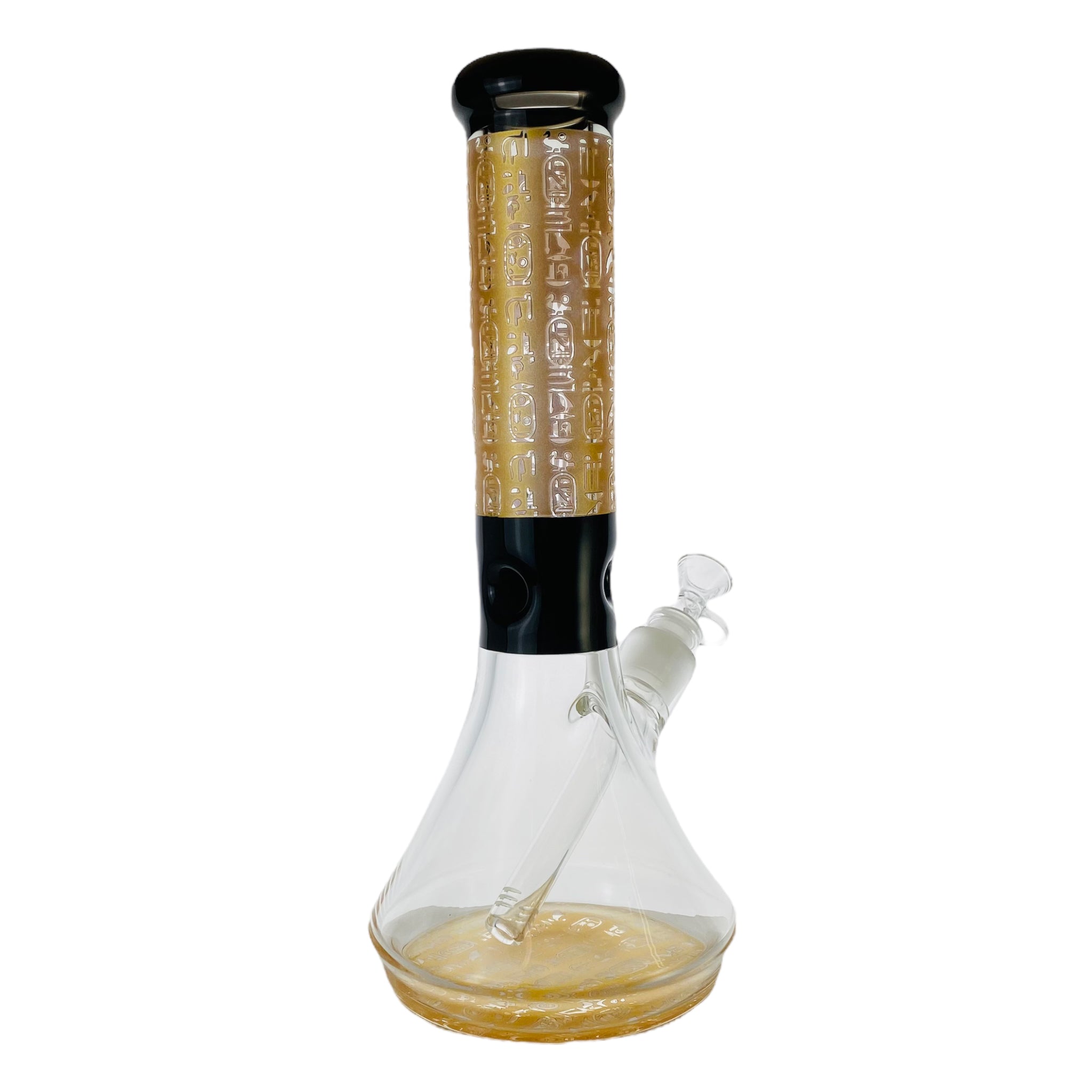 Diamond Glass - Gold And Black Beaker Bong With Hieroglyphics