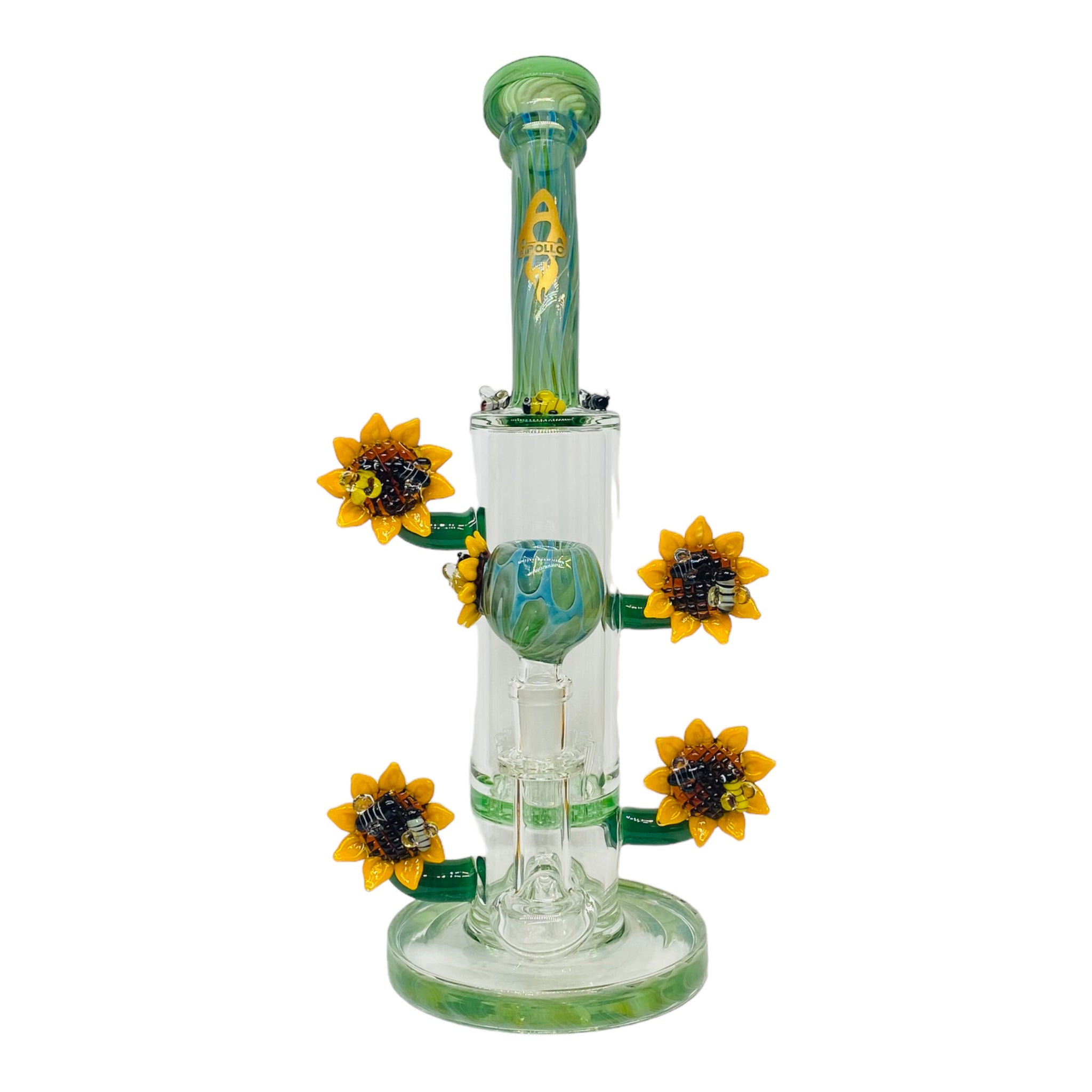 Apollo Glass - Perching Sunflower Garden With Bees Glass Bong