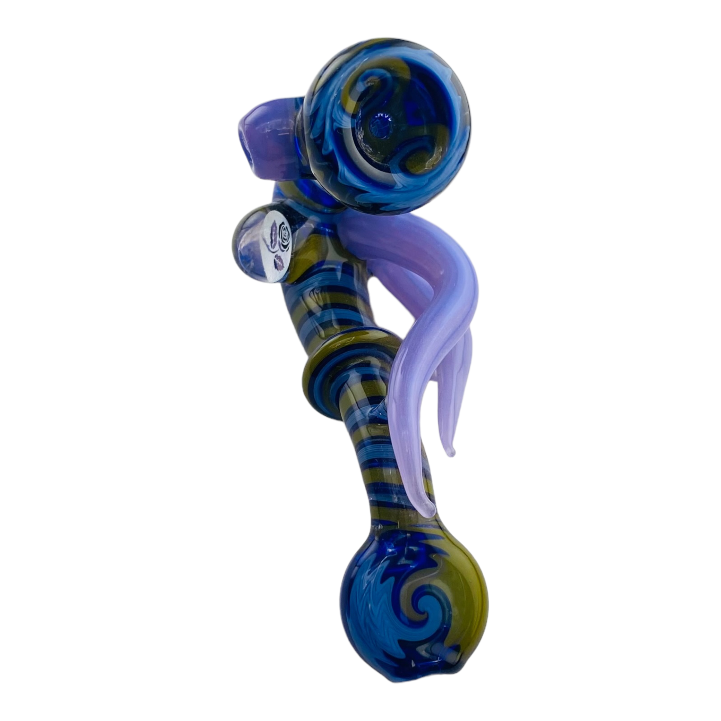 Custom Glass Sherlock With Purple Horns And Blue And Yellow Wig Wag