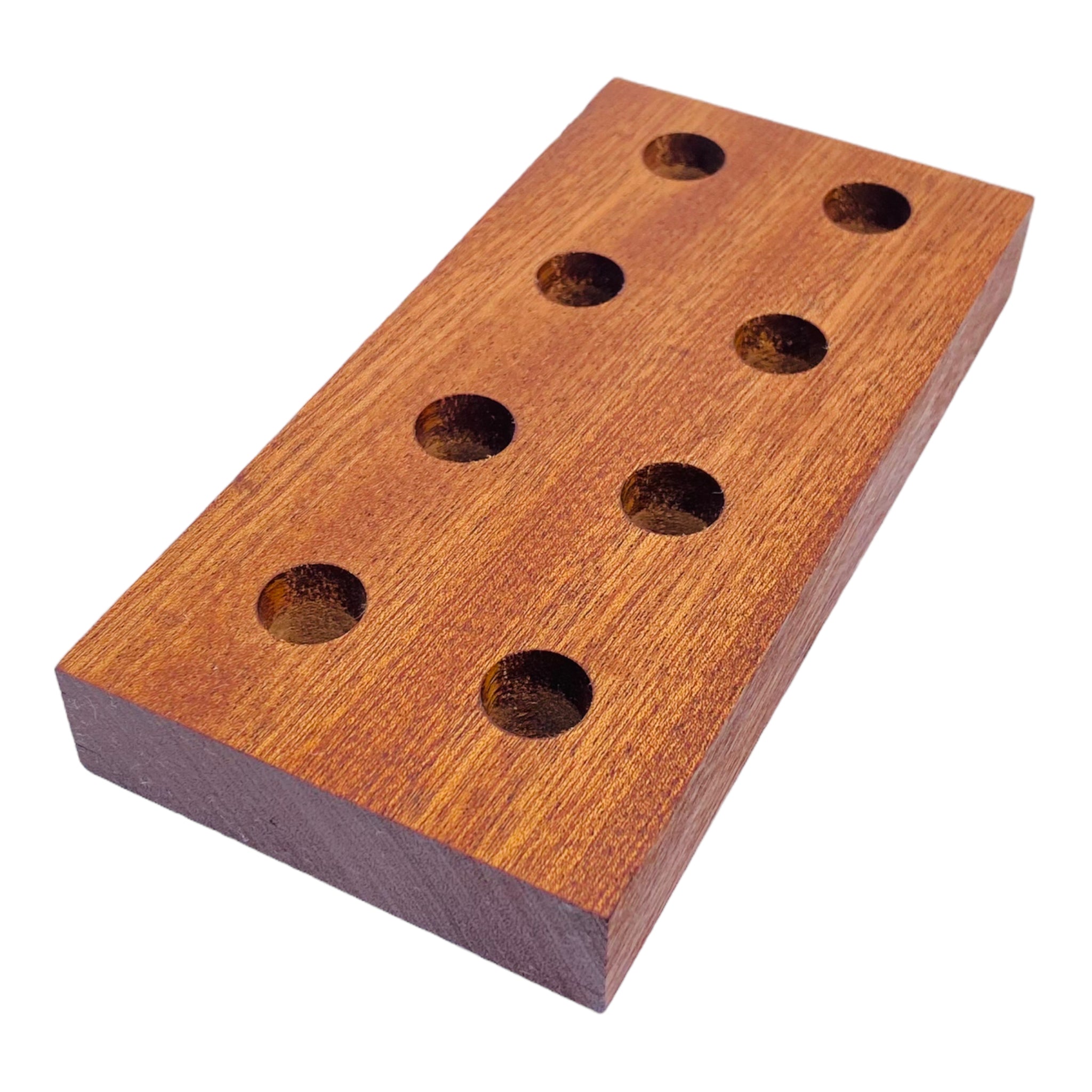 8 Hole Wood Display Stand Holder For 14mm Bong Bowl Pieces Or Quartz Bangers - Mahogany