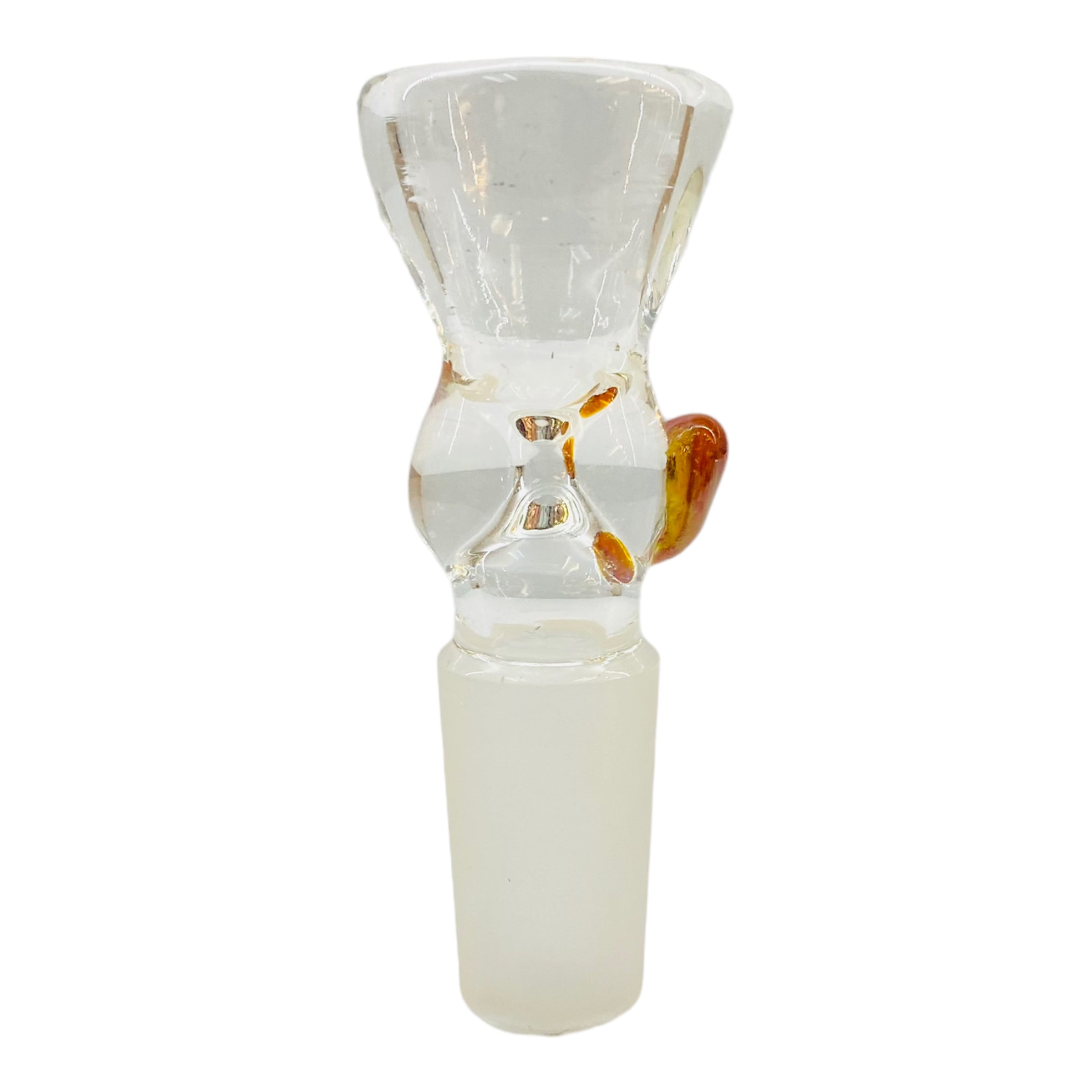 14mm Flower Bowl - Clear Martini Shape Funnel Bong Bowl Piece With Color Dot - Orange