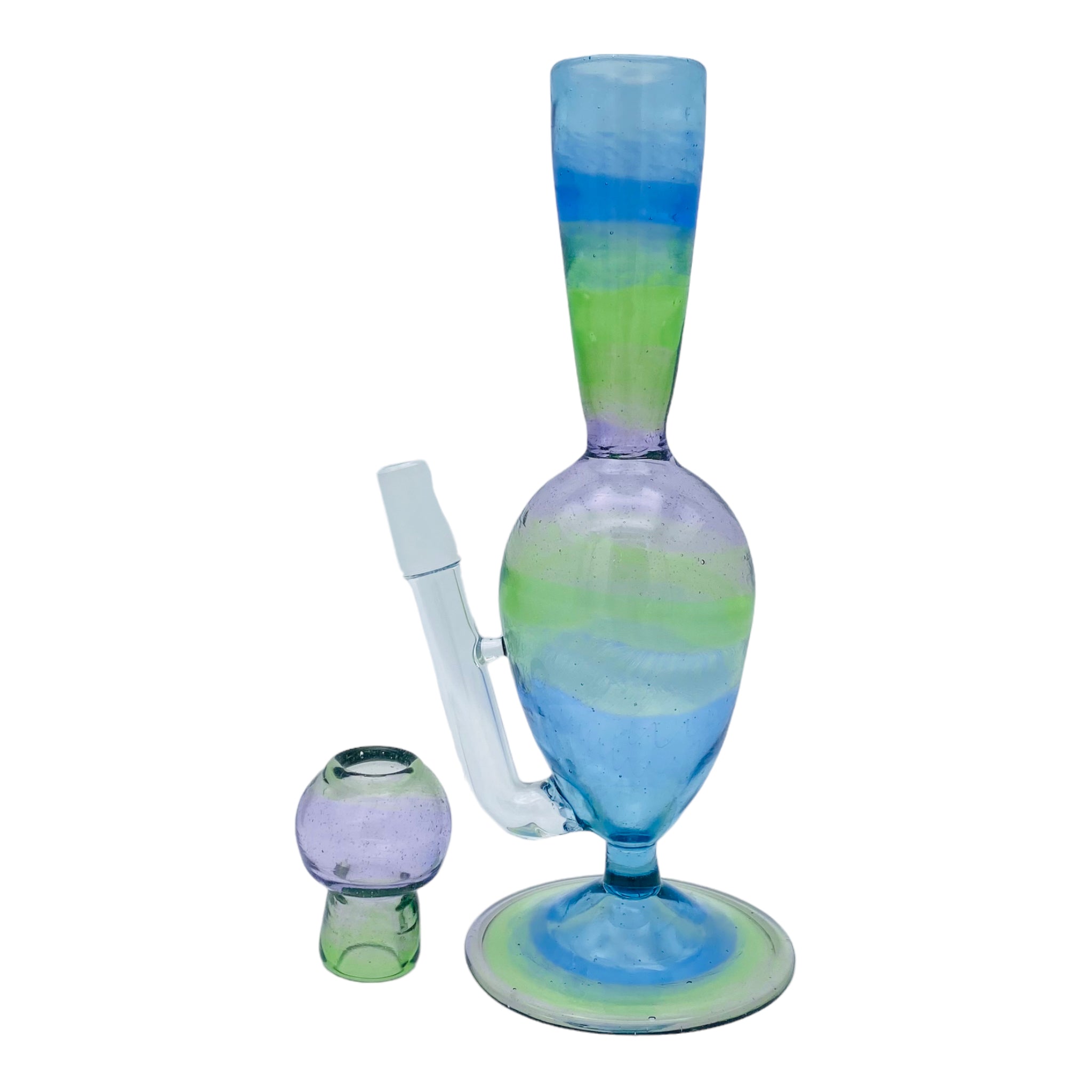 Translucent Rainbow Fade Coil Pot Custom Glass Dab Rig