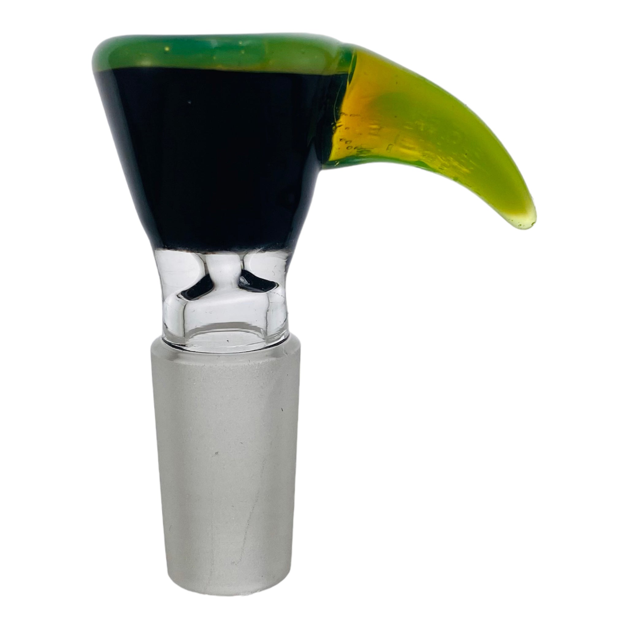 14mm Flower Bowl - Black Funnel With Green Handle Bong Bowl Piece