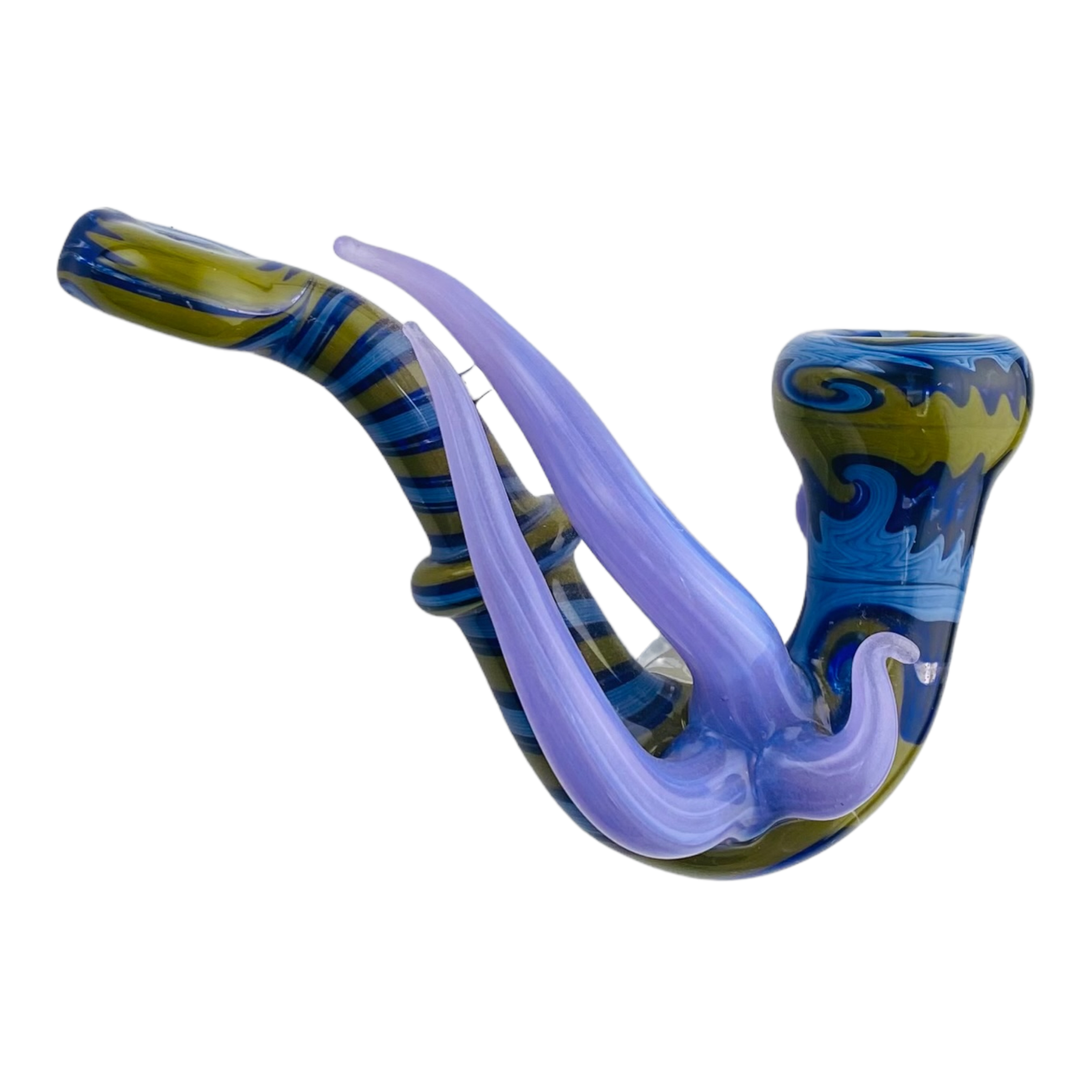 Custom Glass Sherlock With Purple Horns And Blue And Yellow Wig Wag