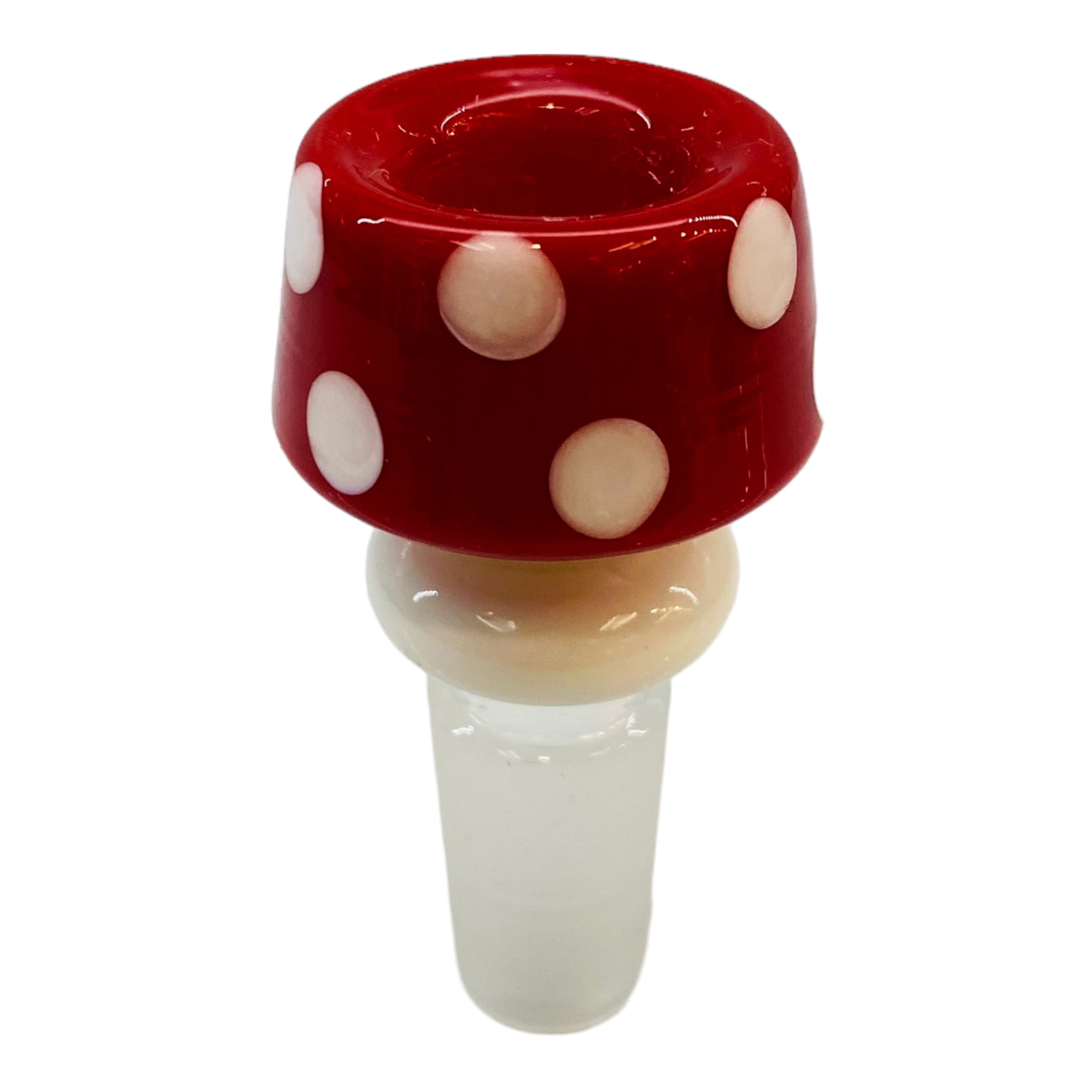 14mm Flower Bowl - Mushroom Cap Bong Bowl Piece - Red And White
