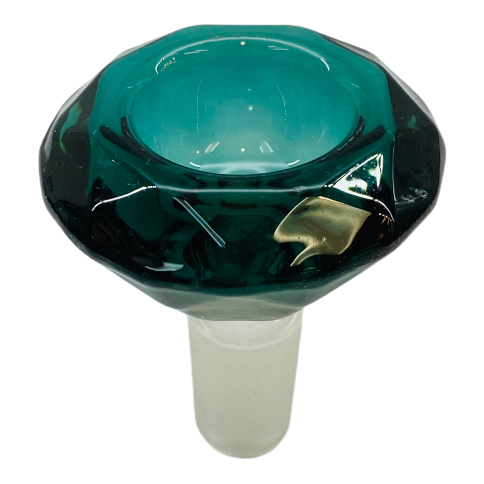 14mm Flower Bowl - Faceted Diamond Glass Bong Bowl Piece - Turquoise