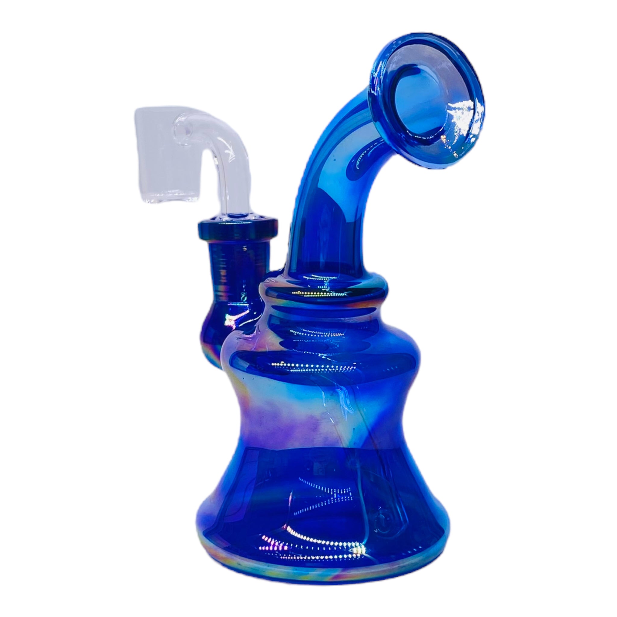 cute Blue Rainbow Mini Banger Hanger Dab Rig Mini Rainbow Dab Rig With Blue Pearlescent