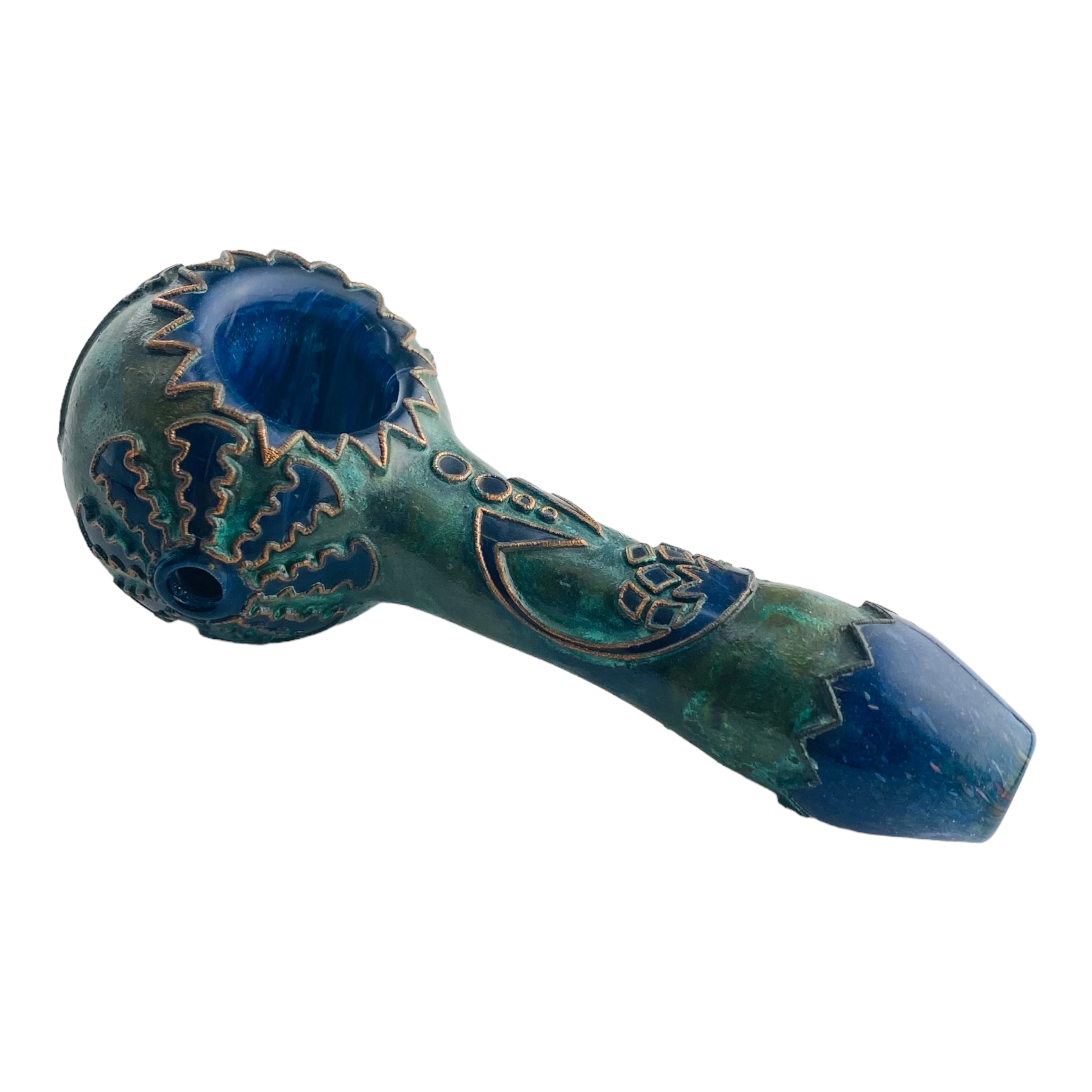 Liberty 503 Glass - Deep Sandblasted And Copper Electroformed Tribal S