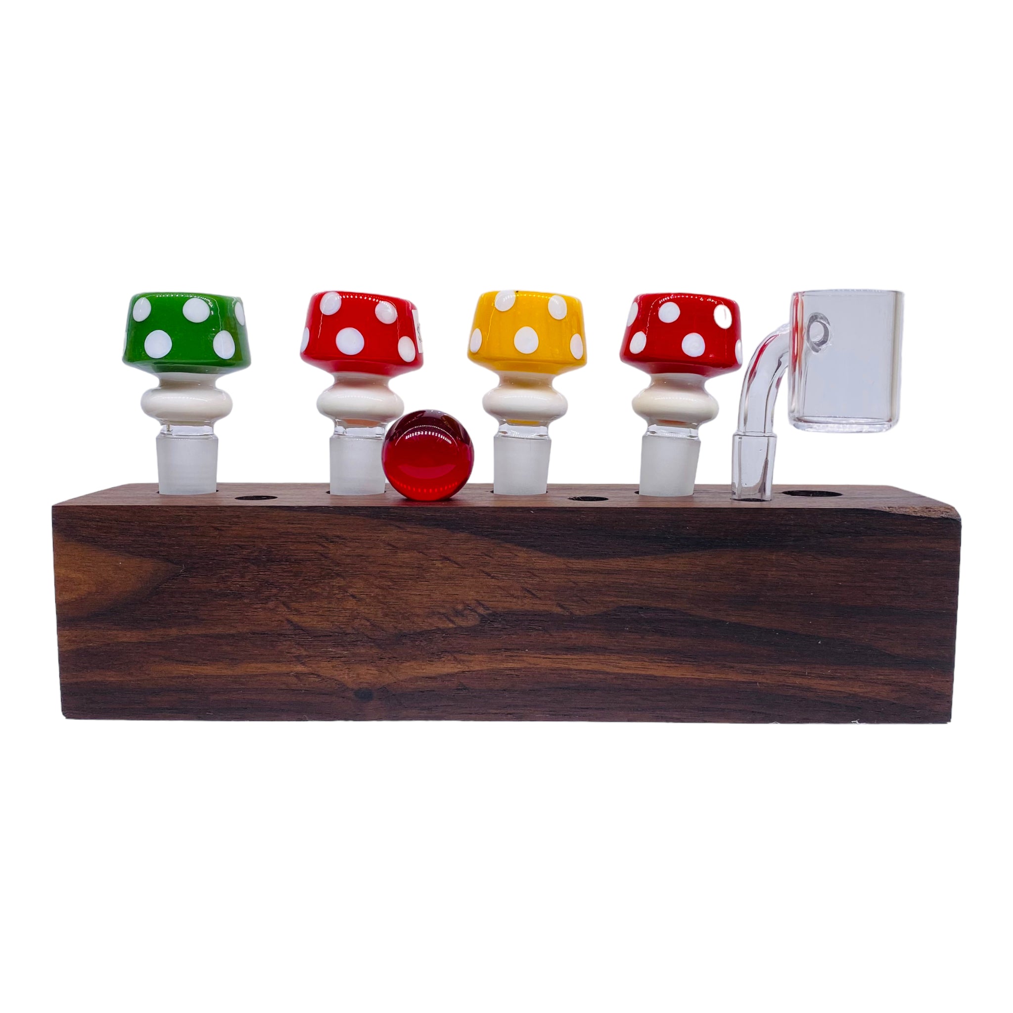 9 Hole Wood Display Stand Holder For 14mm And 10mm Bong Bowl Pieces Or Quartz Bangers