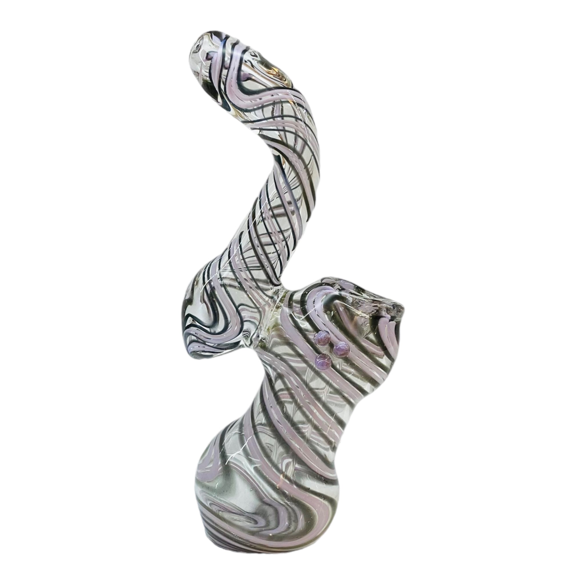 best Pink And Black Swirl Stand Up Glass Water Bubbler