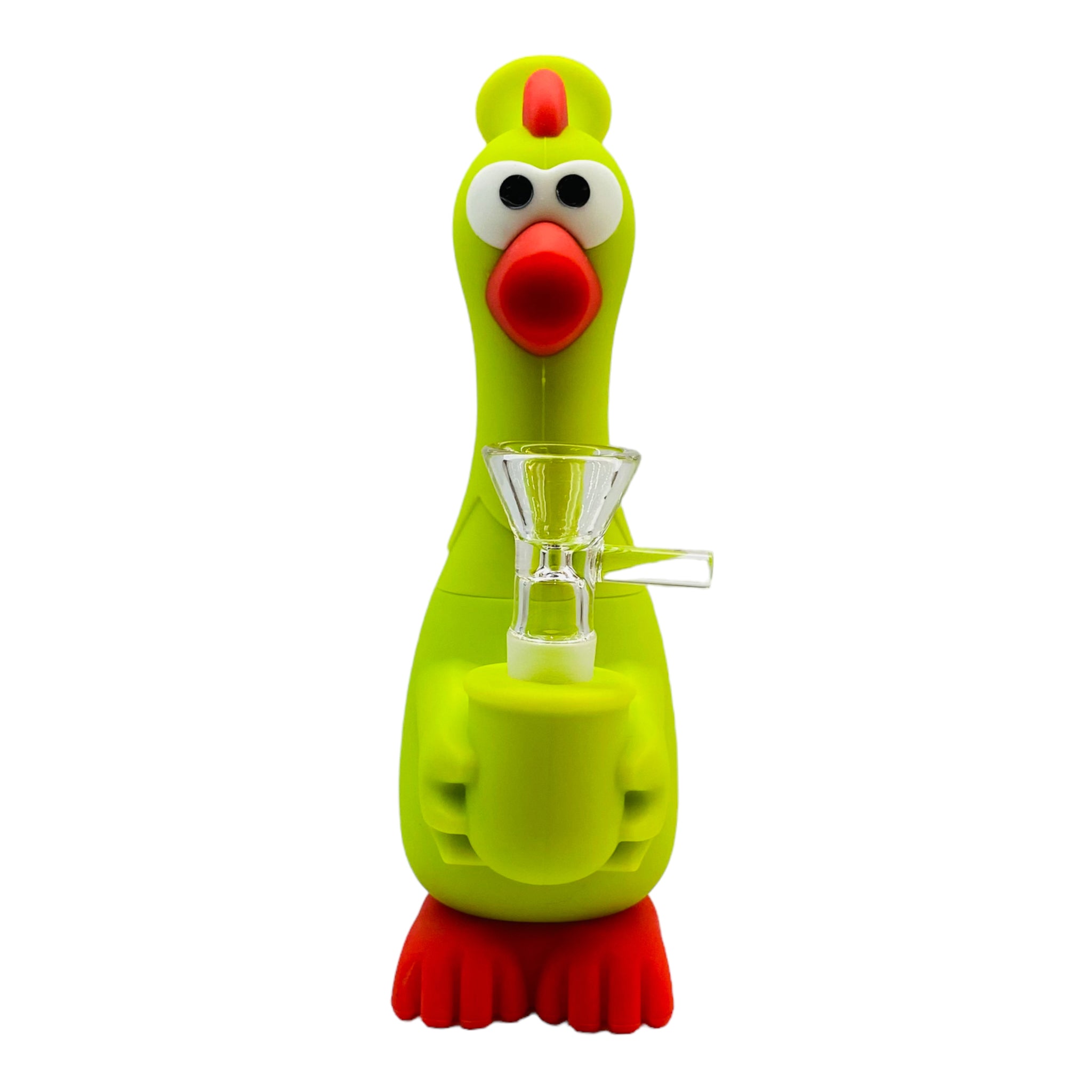 cute Green And Red Rubber Chicken Silicone Bong