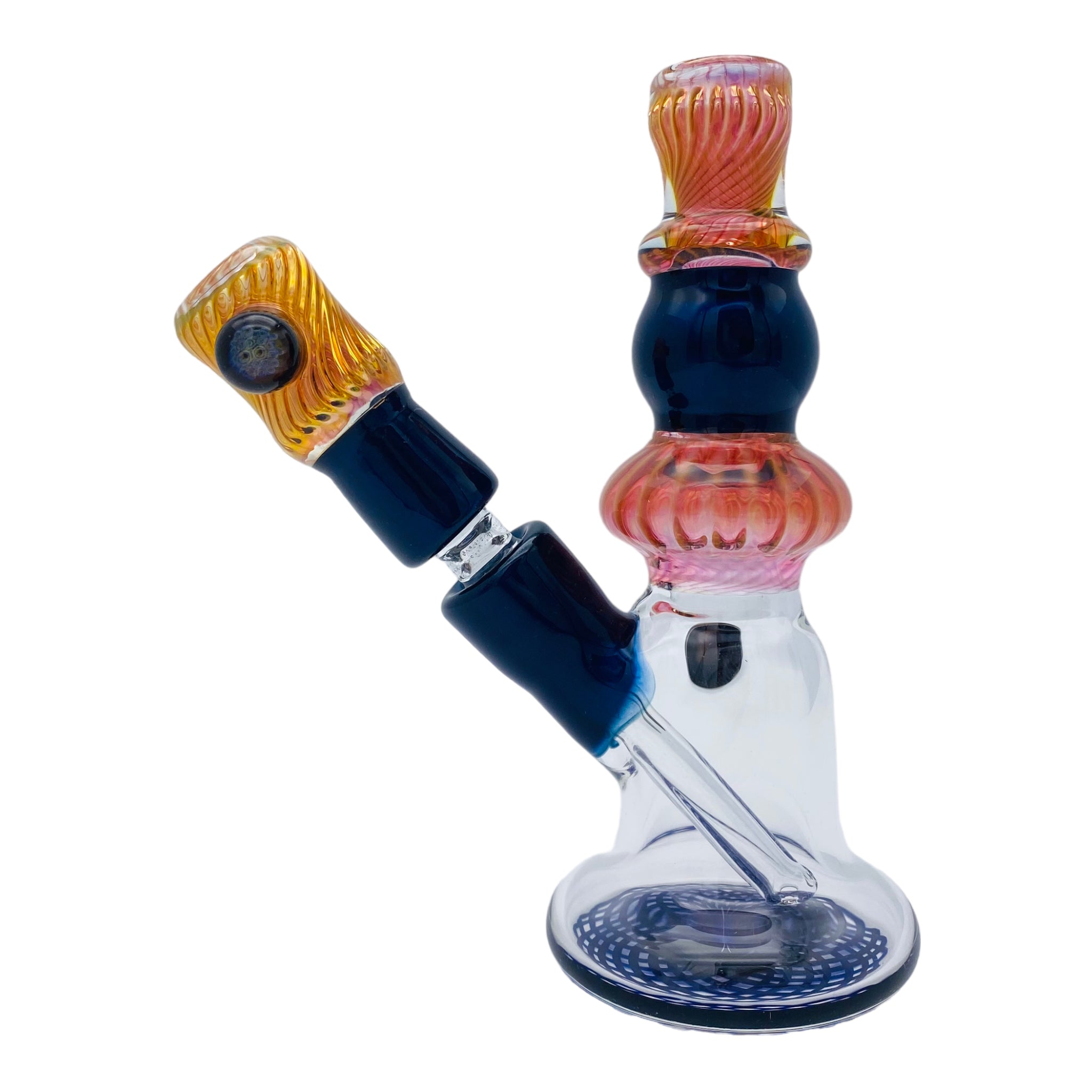 Seth B Glass - Pink Gold Fume Twist And Blue Stardust Mini Tube Dab Rig