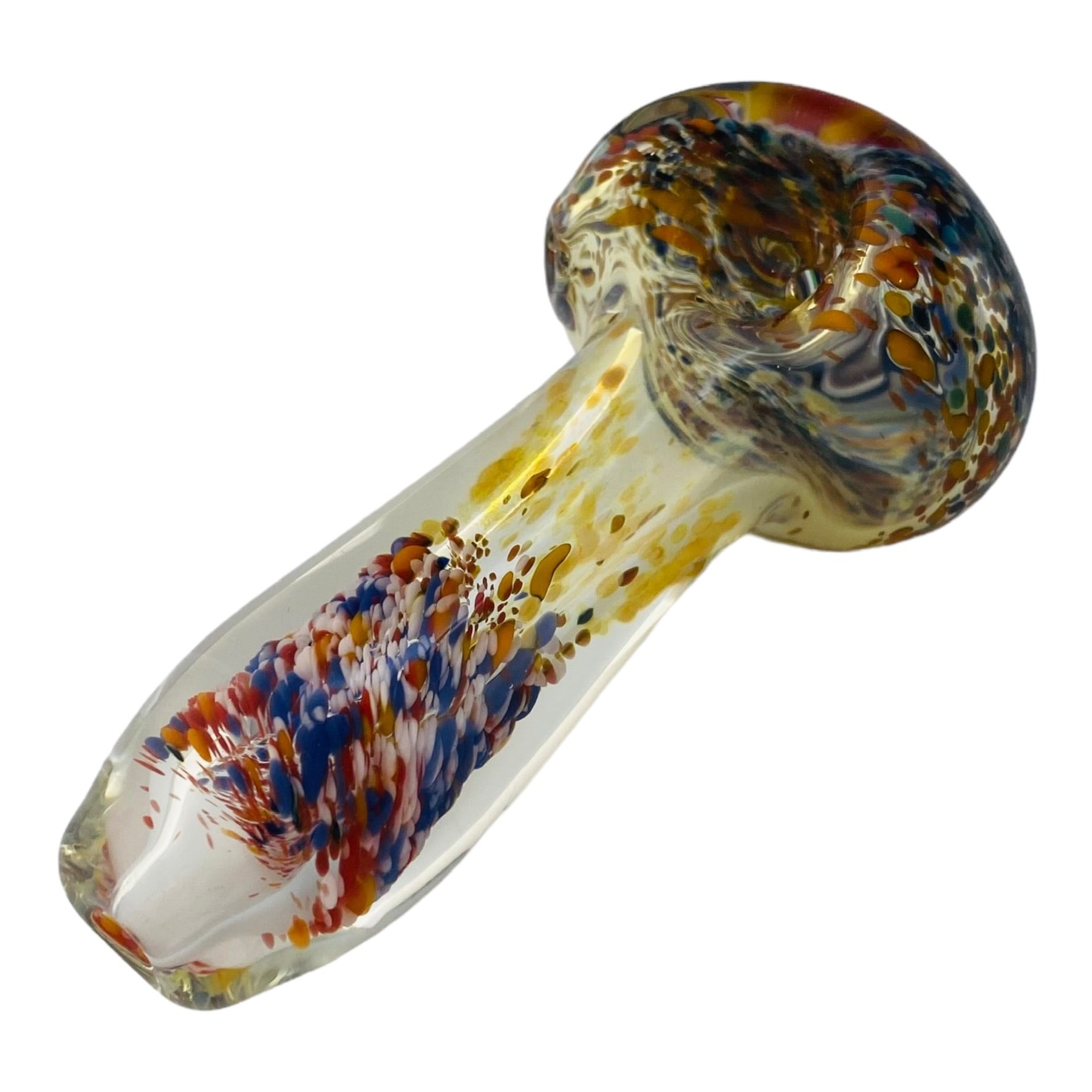 Santa Cruz Glass - Glass Hand Pipe With Red,White, And Blue Frit With Multi Color Wig Wag