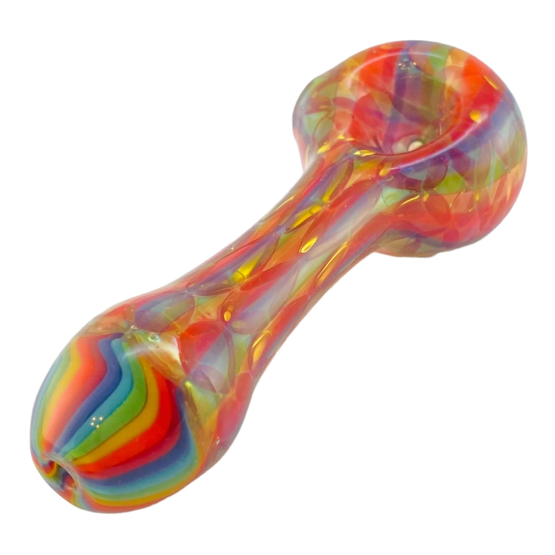 Rainbow With Gold Fuming Glass Hand Pipe
