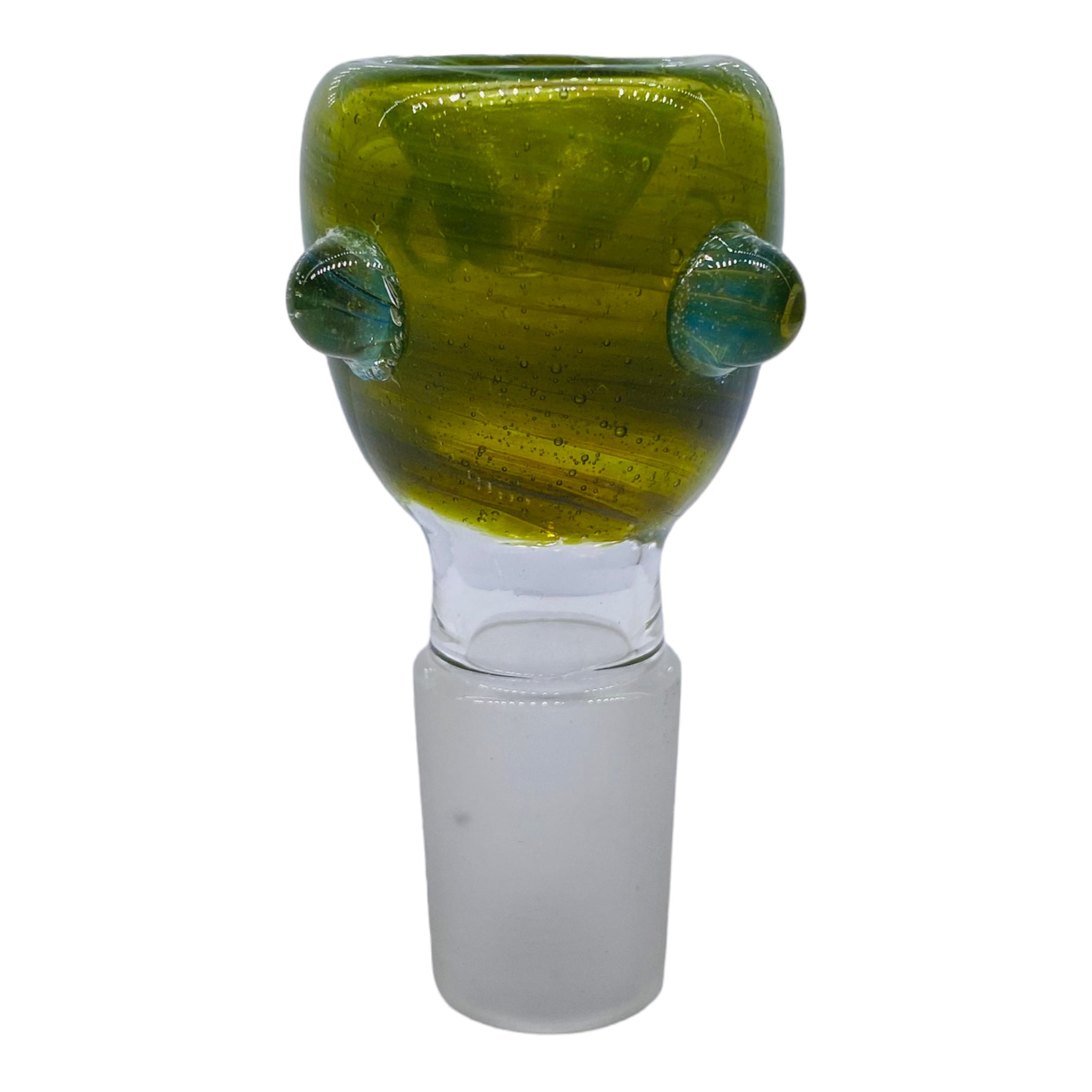 18mm Flower Bowl - Green Bubble With Blue Dots Bong Bowl Piece