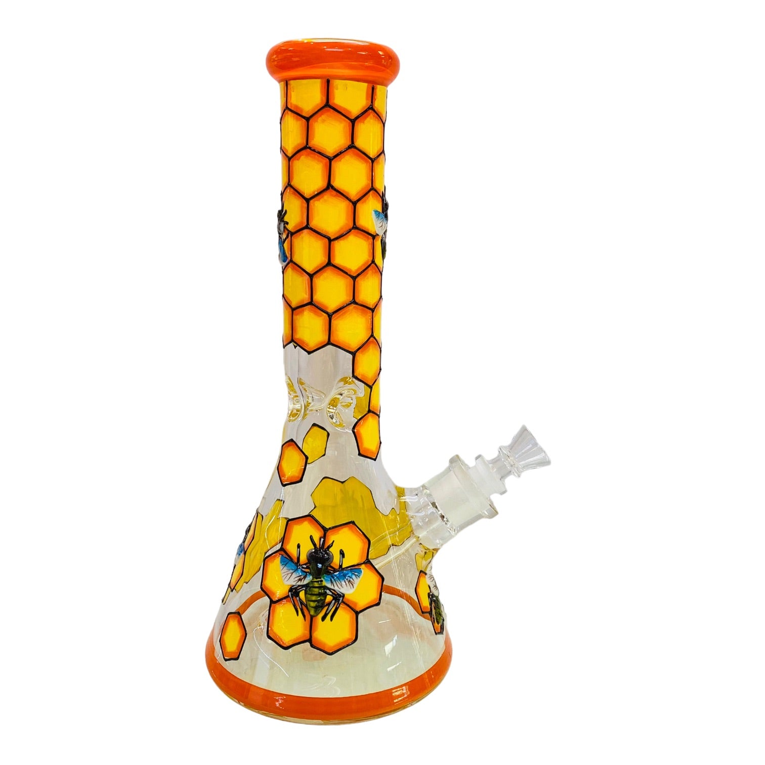 12 Inch Glass Beaker Bong With Bees And Honeycomb 