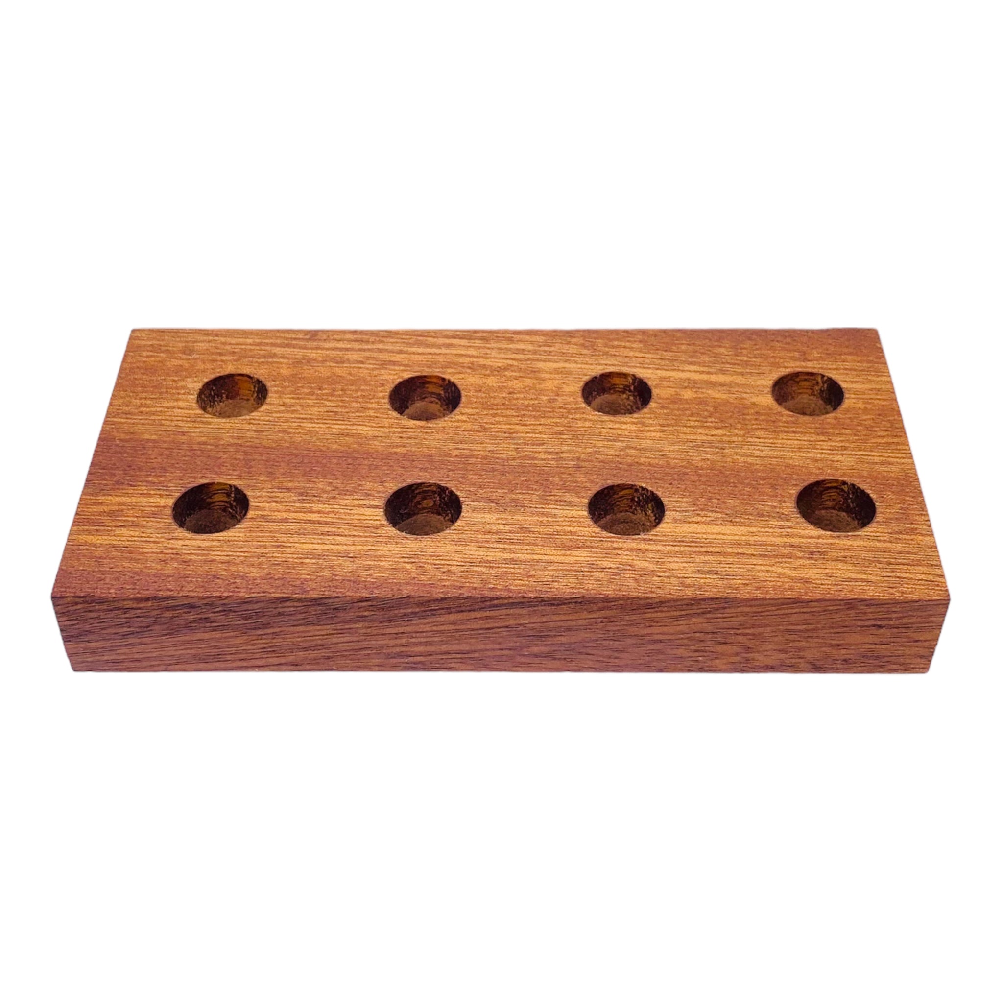 8 Hole Wood Display Stand Holder For 14mm Bong Bowl Pieces Or Quartz Bangers - Mahogany