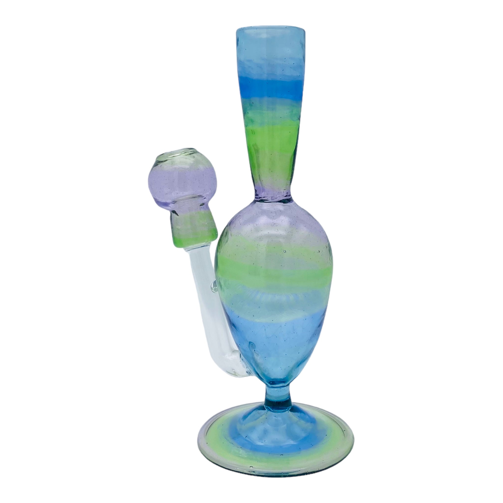 Translucent Rainbow Fade Coil Pot Custom Glass Dab Rig