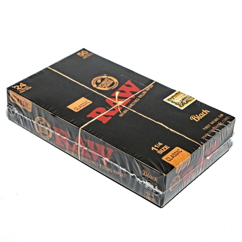 RAW - BOX Of Black 1.25 Papers - 24 Pack Box