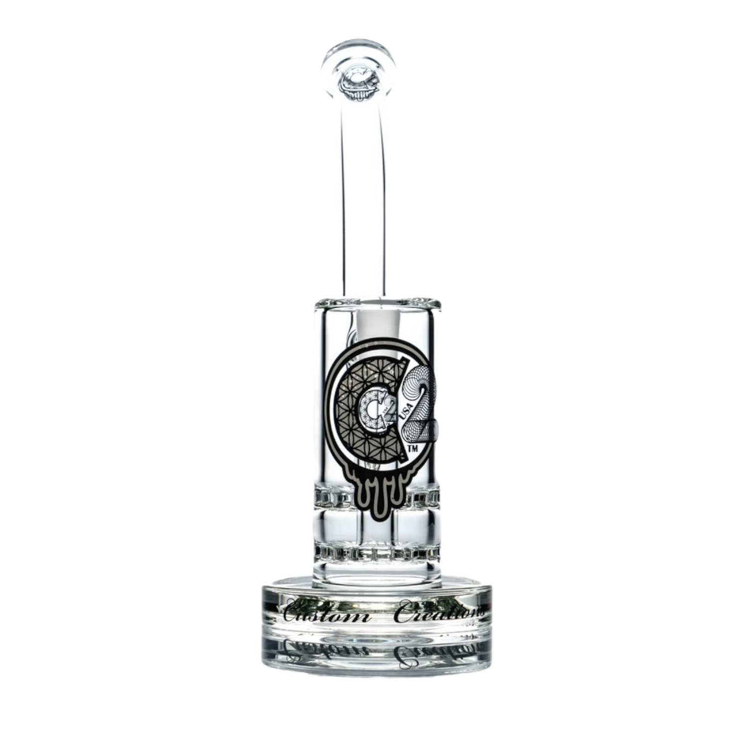 Double Perc Clear Bubbler Water Pipe Made By C2 Custom Creations