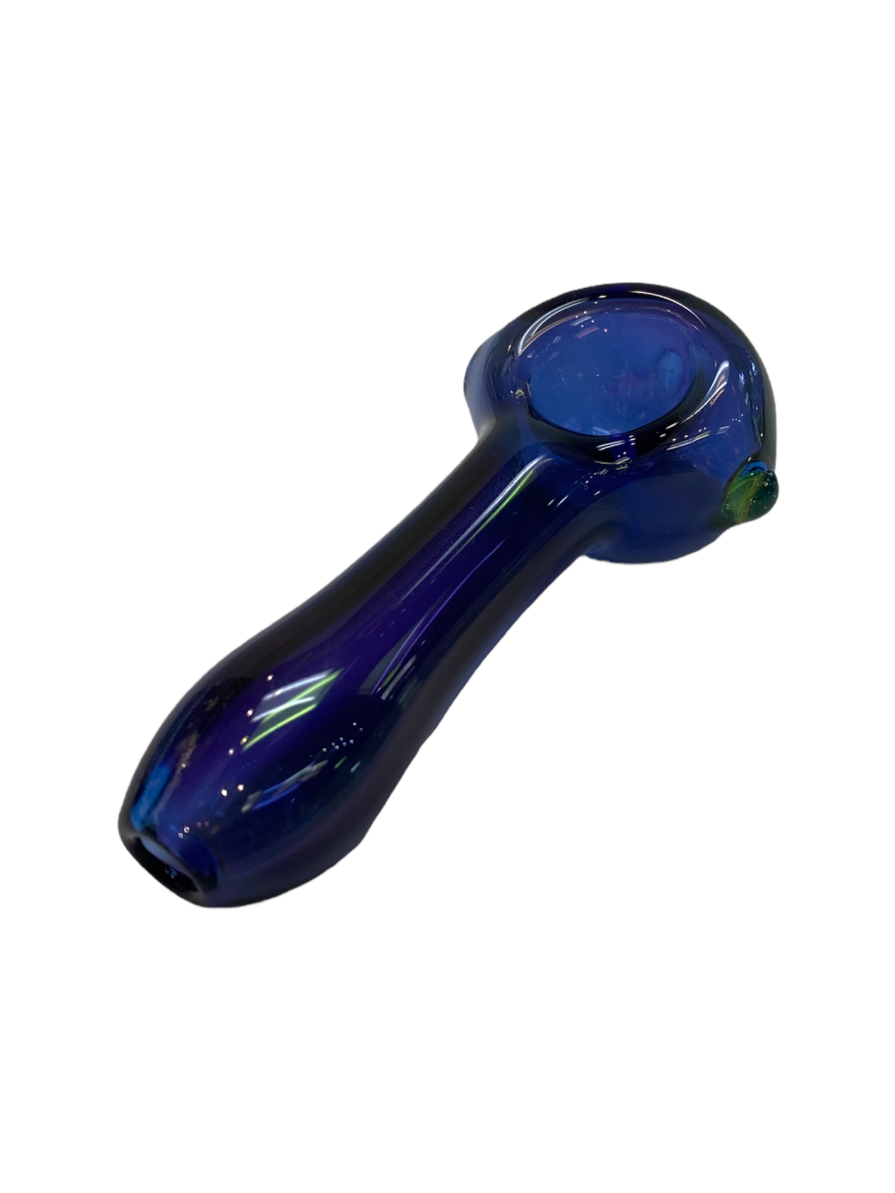 Blue Glass Hand Pipe With Color Dot