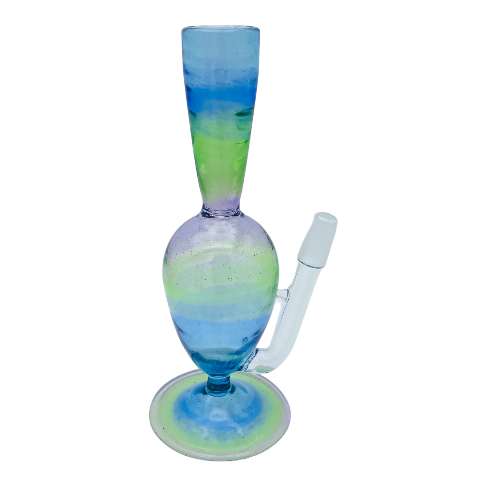 Translucent Rainbow Fade Coil Pot Custom Glass Dab Rig