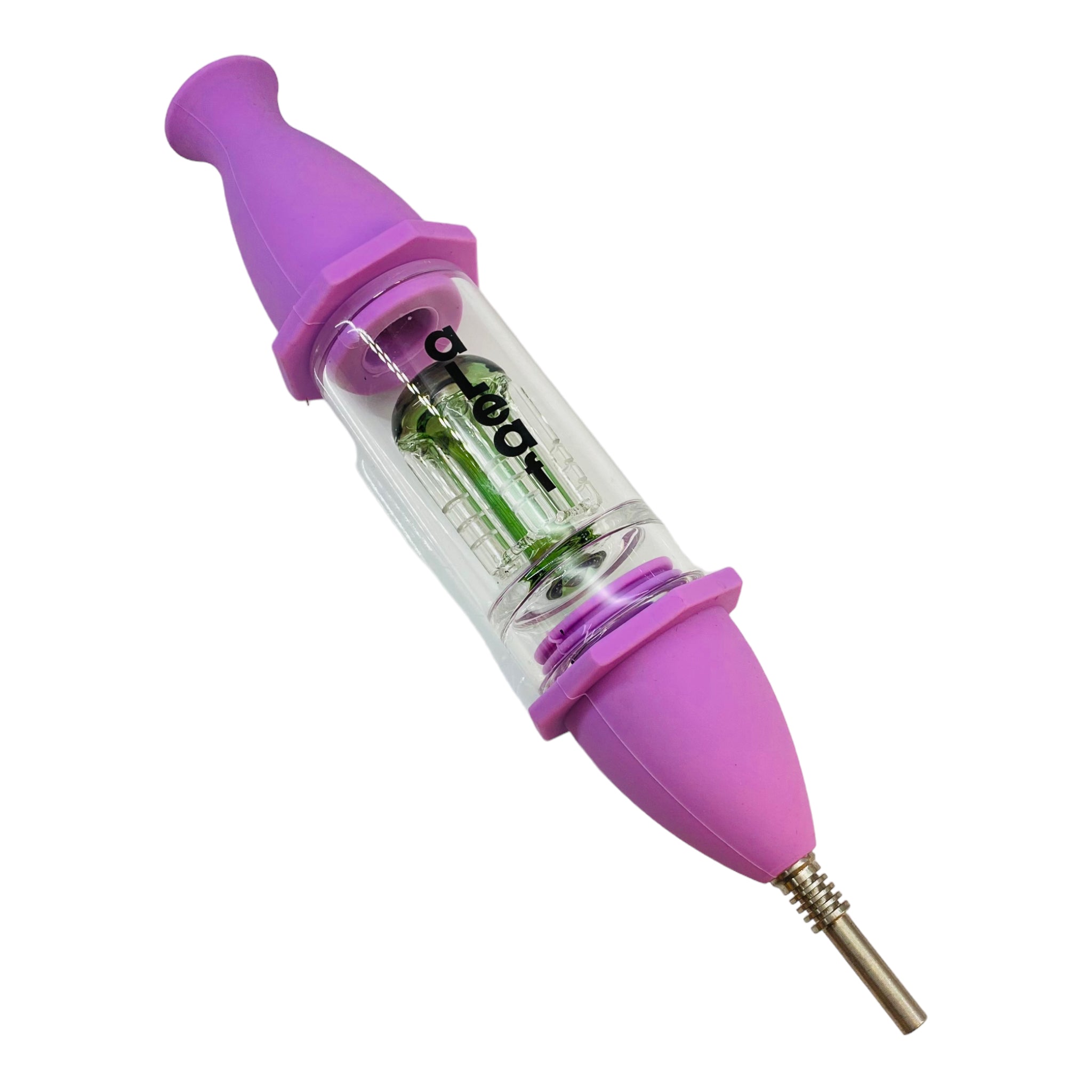 aLeaf - Pink Silicone Nectar Collector With Green Tree Perc