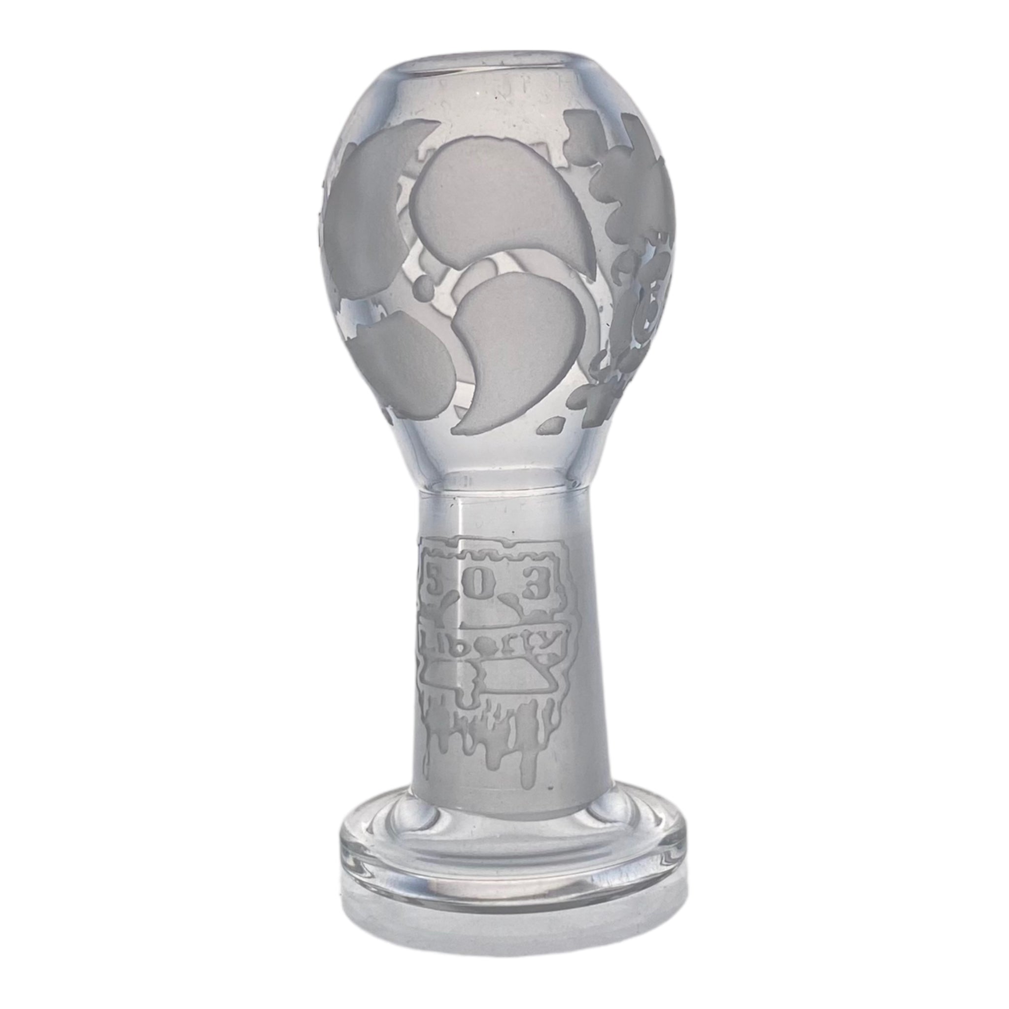 Liberty 503 Glass - Steampunk Gears Sandblasted Mini Tube With Fixed Angled 10mm Male