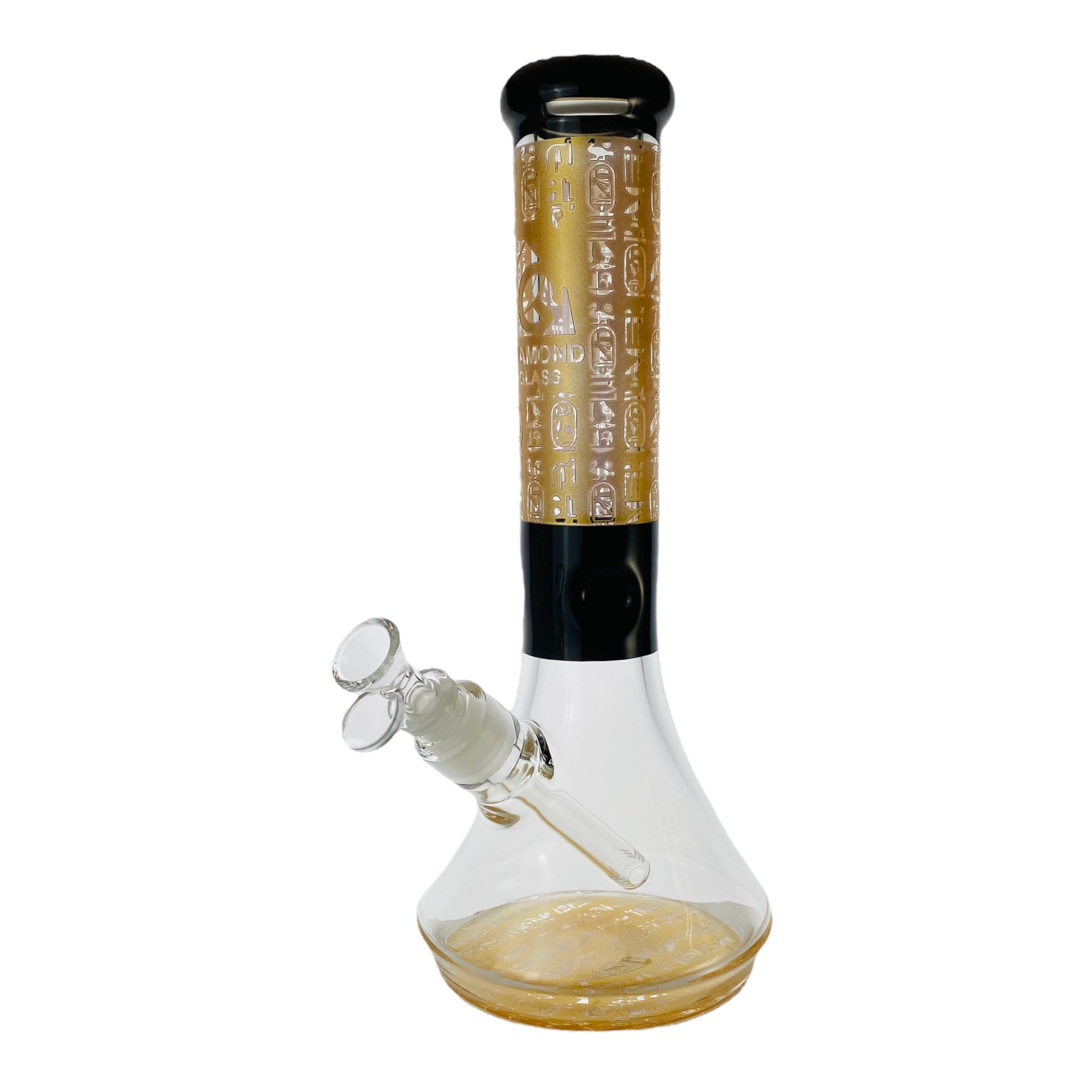 Diamond Glass - Gold And Black Beaker Bong With Hieroglyphics