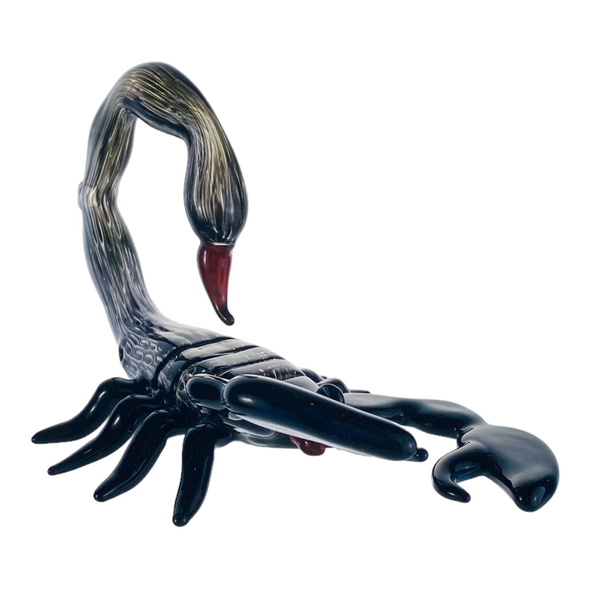 Daniels Glass Art - Glass Large Black Fat Tailed Scorpion Hand Pipe