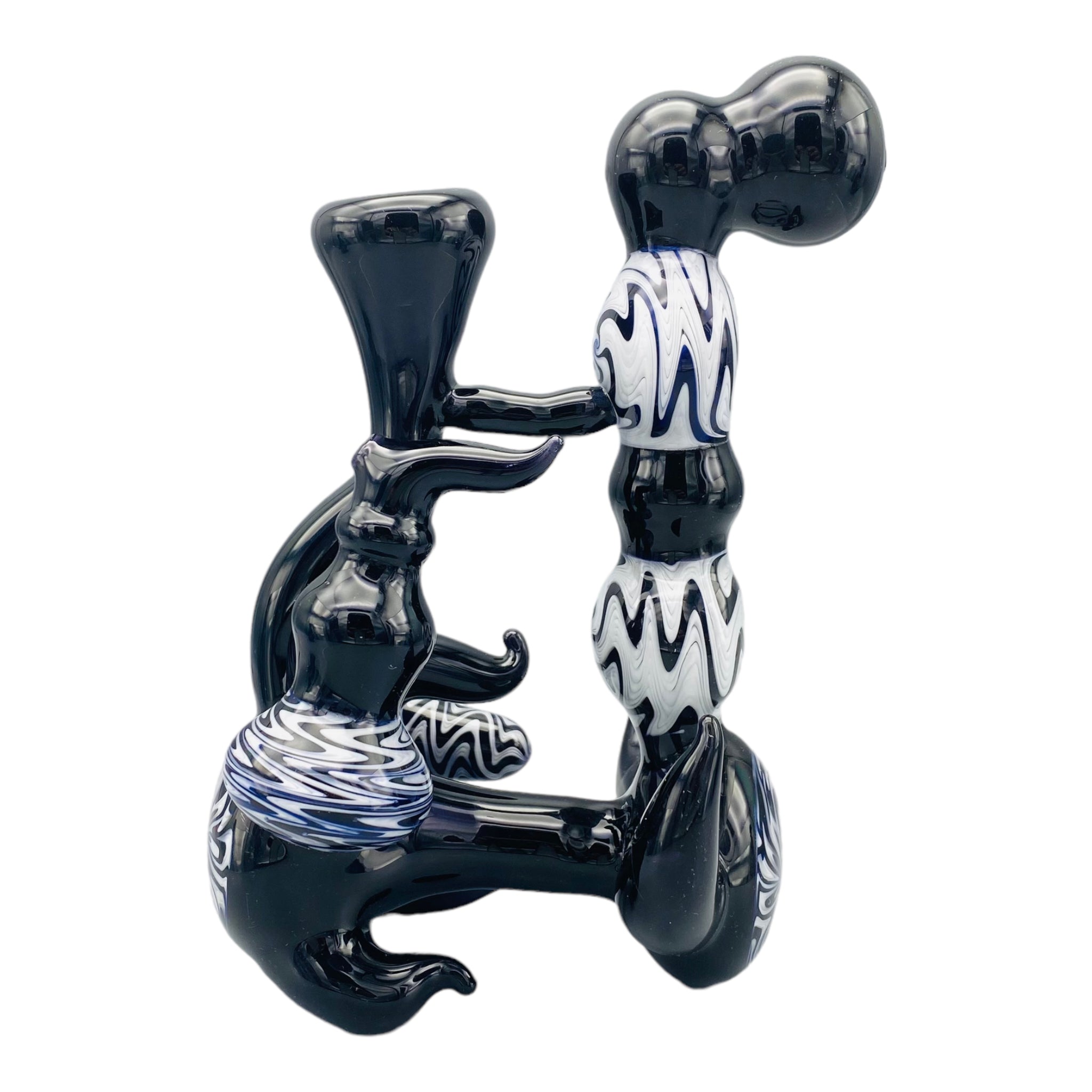 Black And White Wig Wag Custom Stand up Natural Perc Bubbler