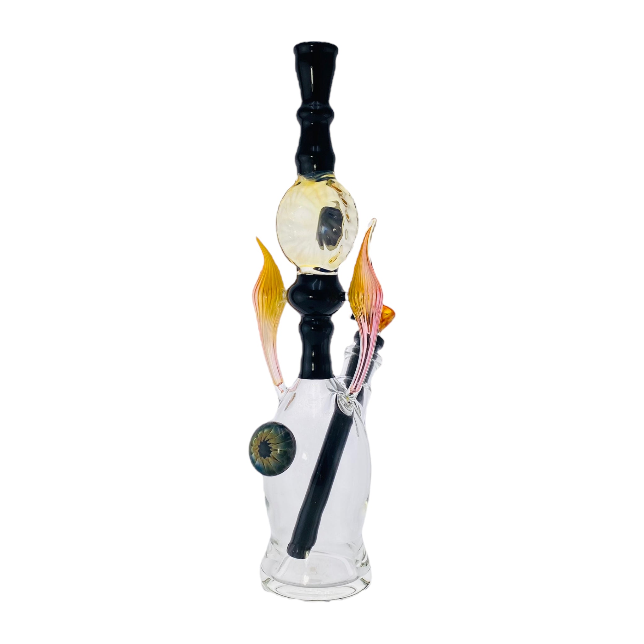 This 14-inch black and gold fume bong is a collaboration between Seth B Glass and US Tubes, combining superior craftsmanship with a stunning aesthetic. Fumed with real gold and featuring black US Tubes downstem