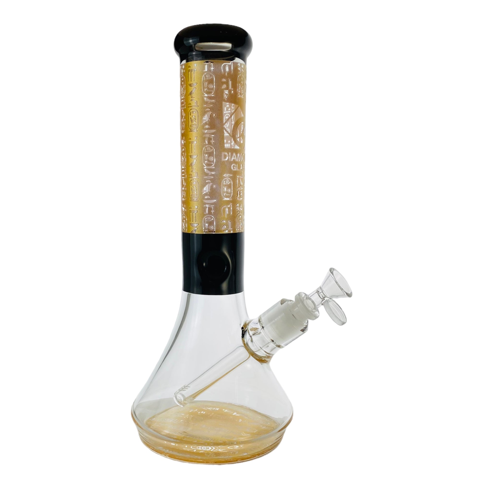 Diamond Glass - Gold And Black Beaker Bong With Hieroglyphics