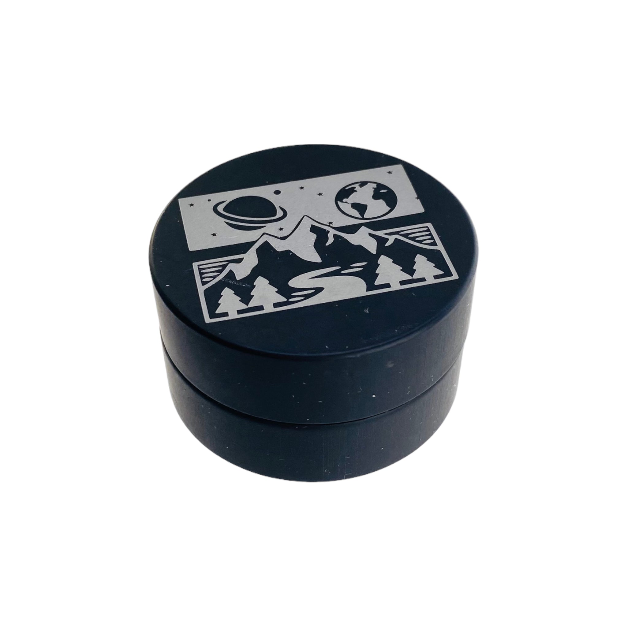 Tahoe Grinders Black Anodized Aluminum Small Two Piece Weed Grinder With Space Mountain