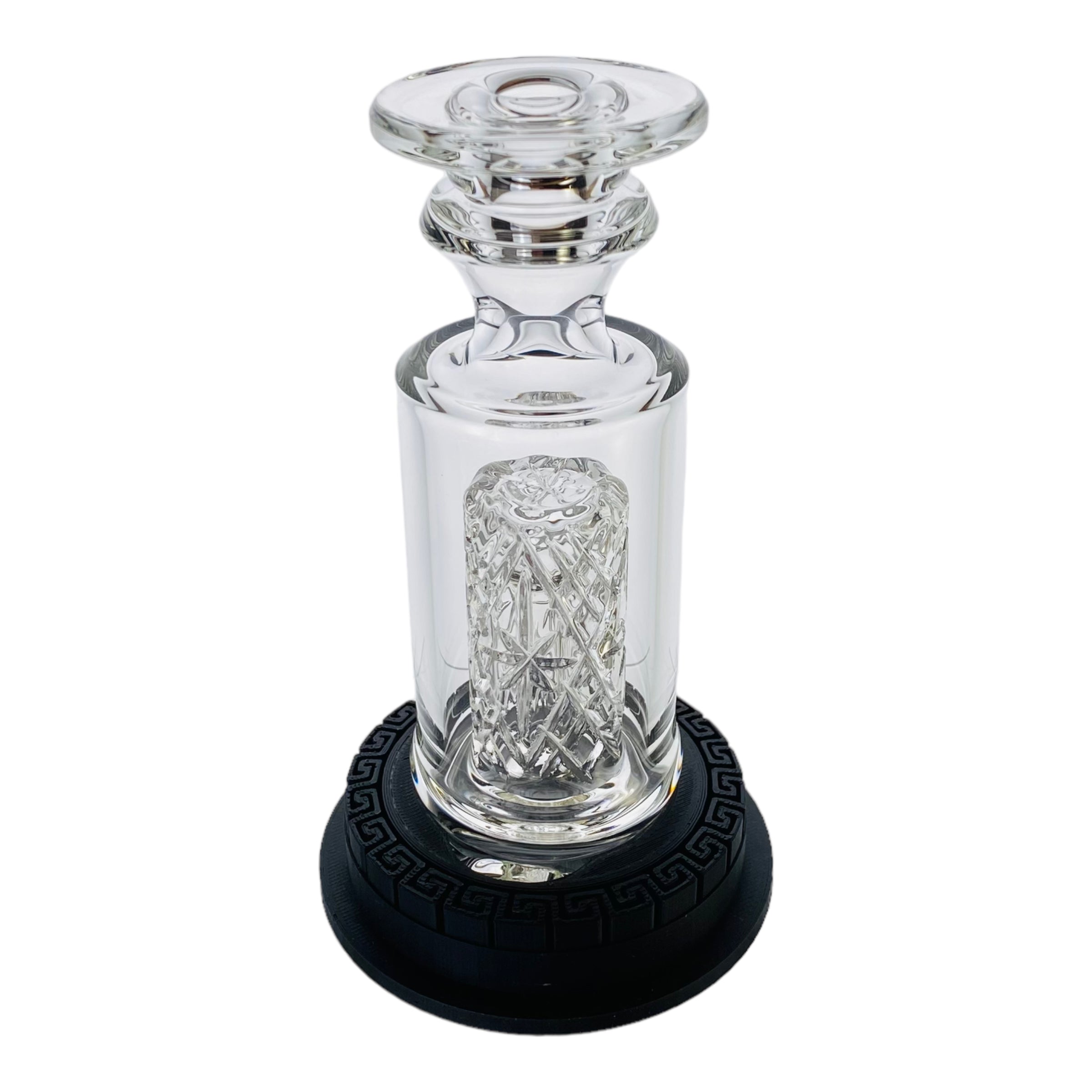 Enjoy And Prosper Glass - Custom Puffco Peak Attachment - Clear Cross Cut Ares Peak Top