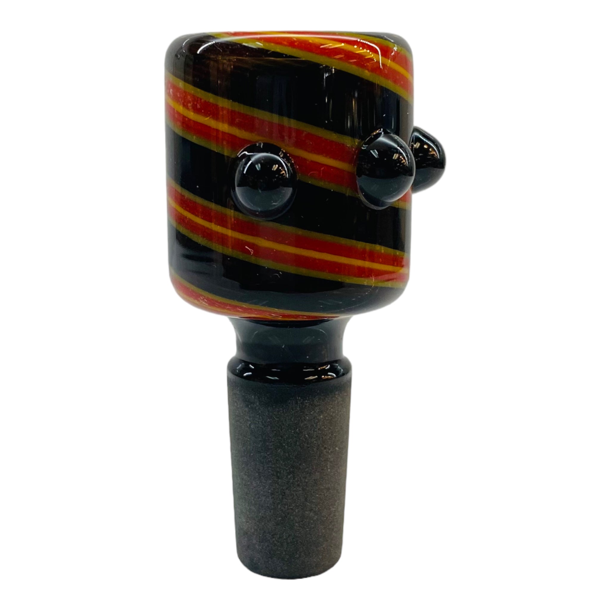14mm Flower Bowl - Black Fitting With Tall Color Twist Bubble - Rasta And Black