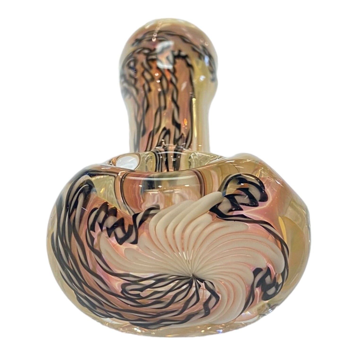 Talent Glass Works - Pink And Black Cane Twist Spoon