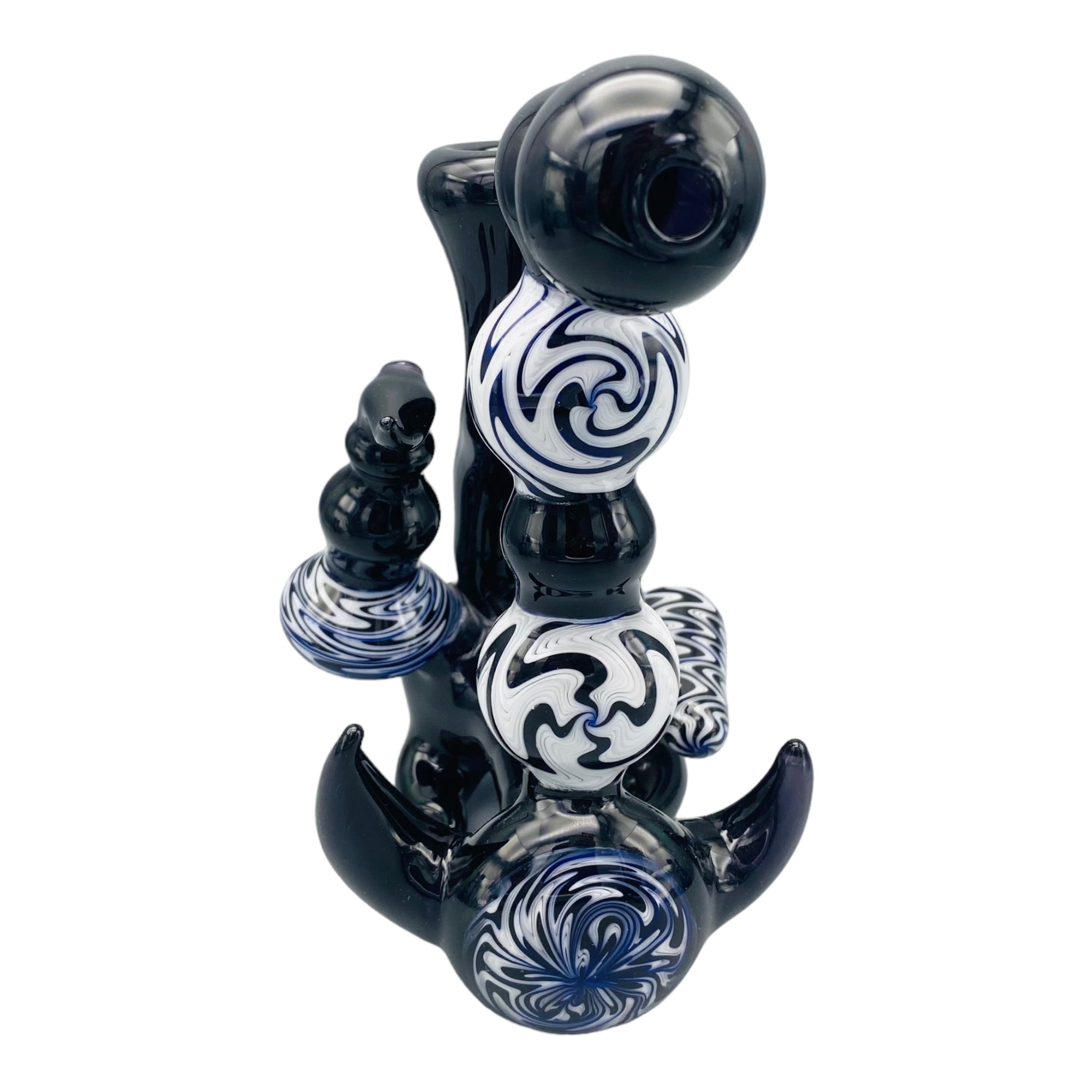 Black And White Wig Wag Custom Stand up Natural Perc Bubbler