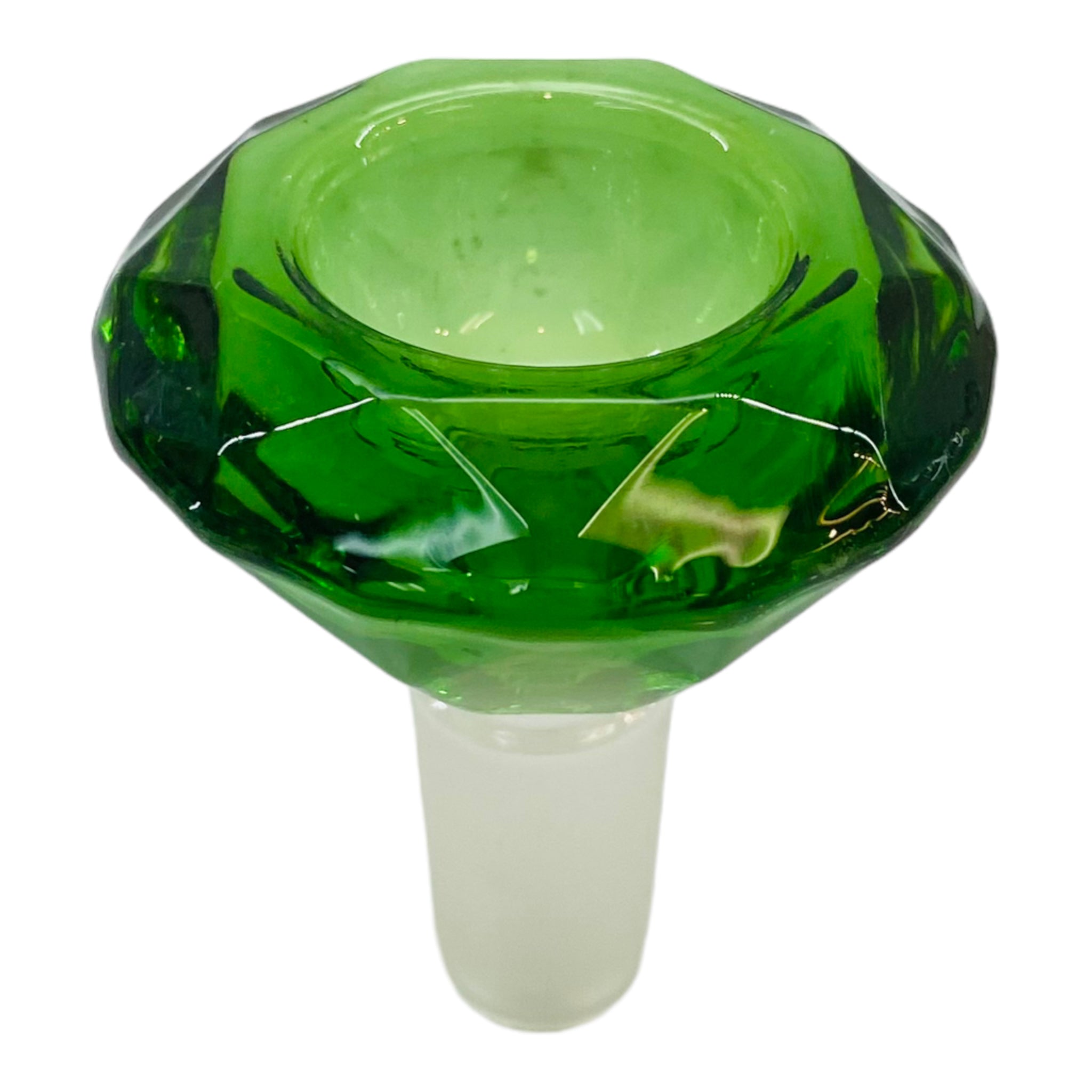 14mm Flower Bowl - Faceted Diamond Glass Bong Bowl Piece - Green