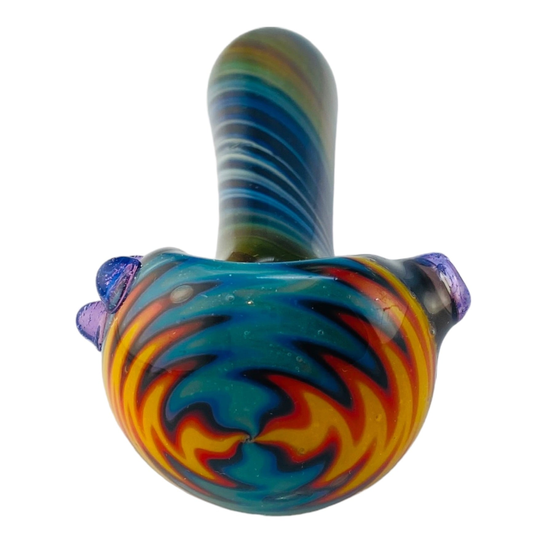 Space Fume With Fire & Ice Wig Wag End - Glass Hand Pipe