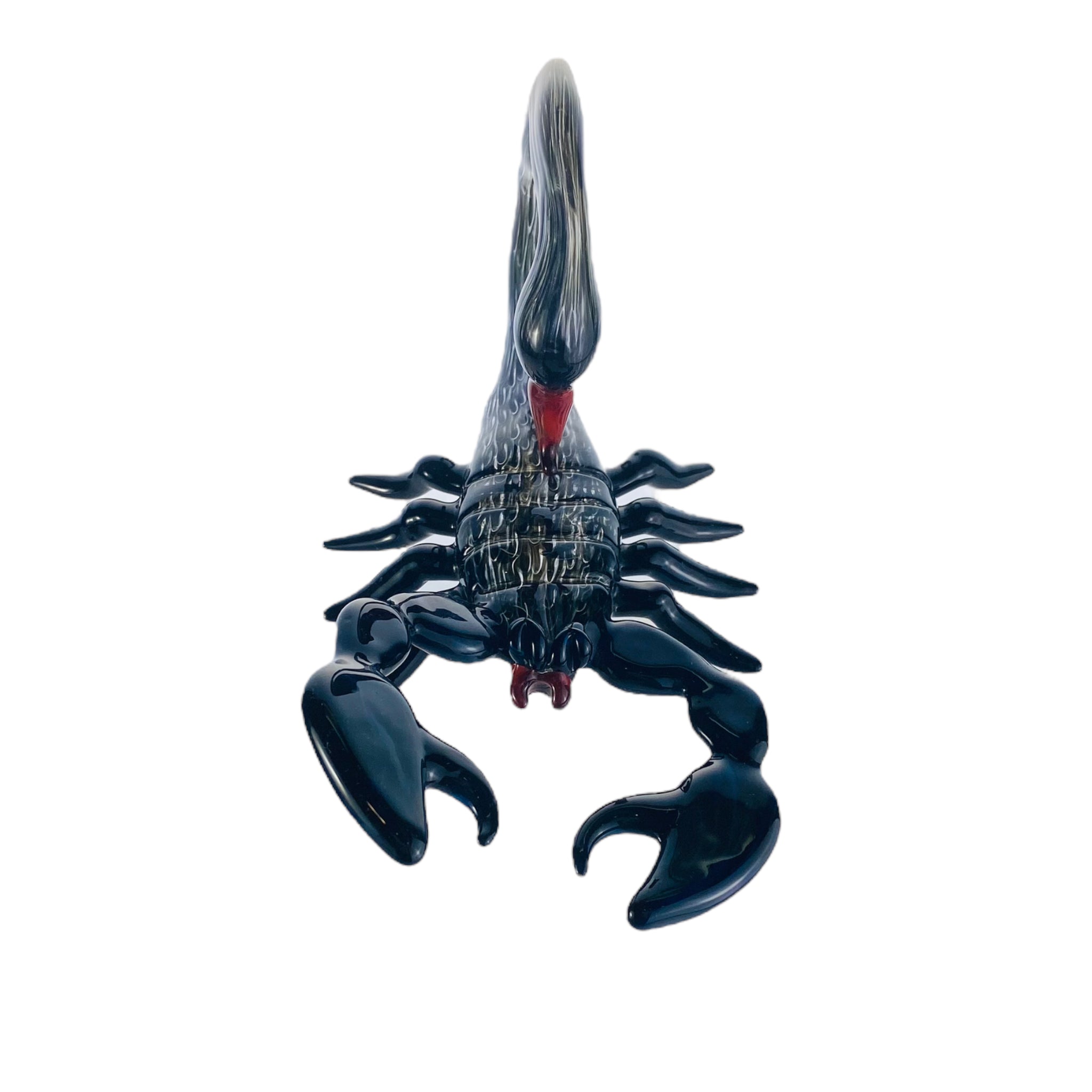 Daniels Glass Art - Glass Large Black Fat Tailed Scorpion Hand Pipe