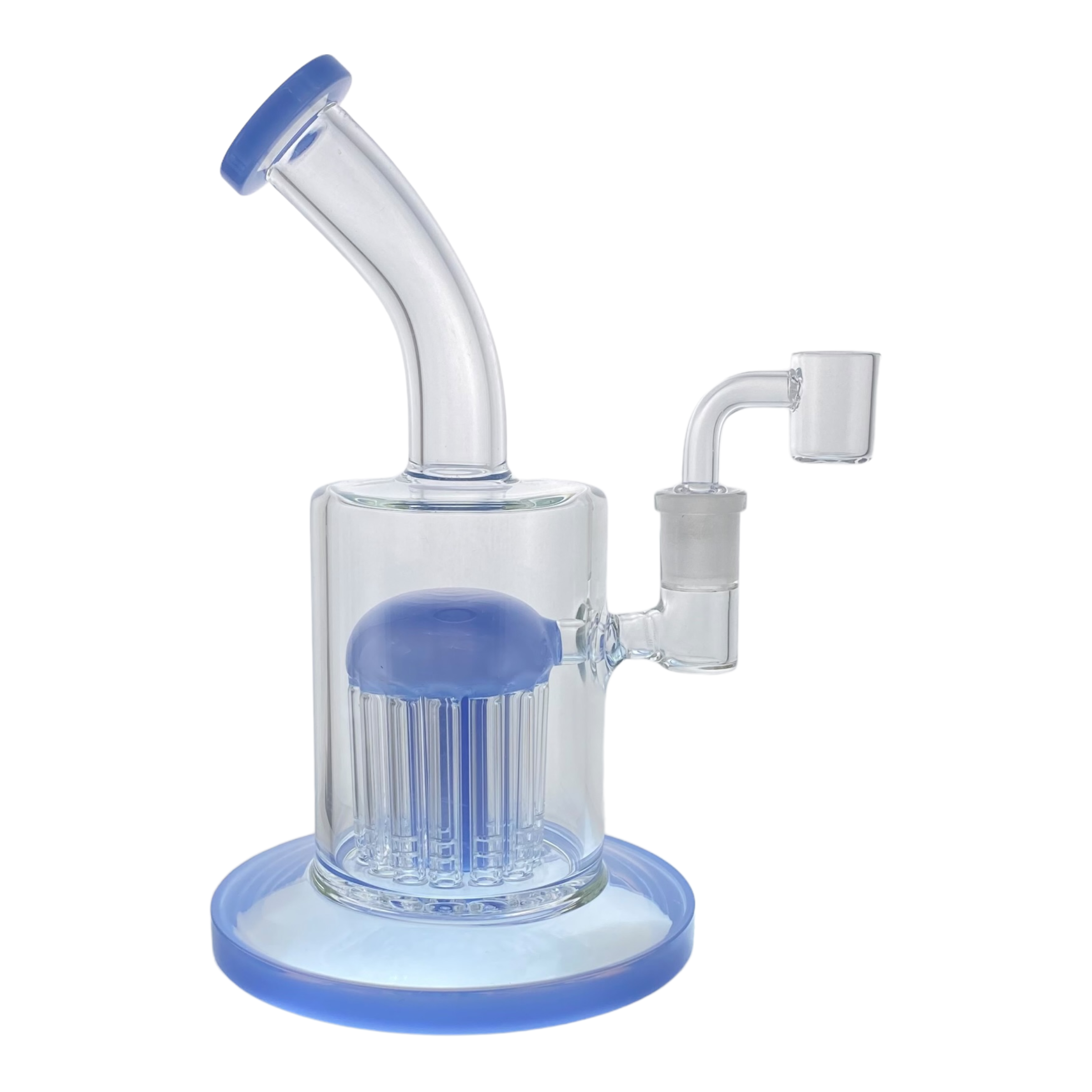Blue Milk Glass Dab Rig With 20 Arm Tree Perc